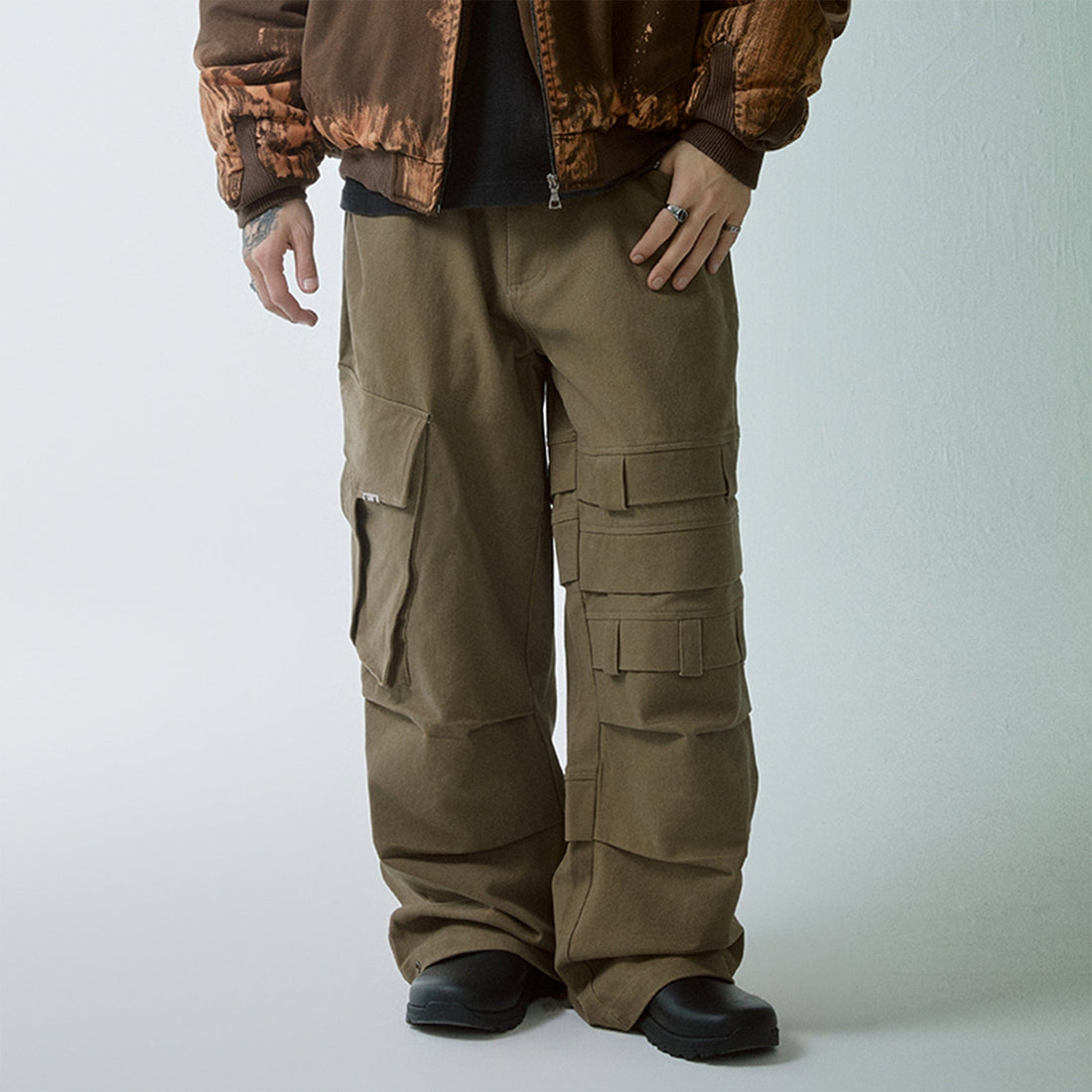 F2CE Asymmetrical Crinkled Cargo Pants-Pants-S-Free Shipping Leatheretro