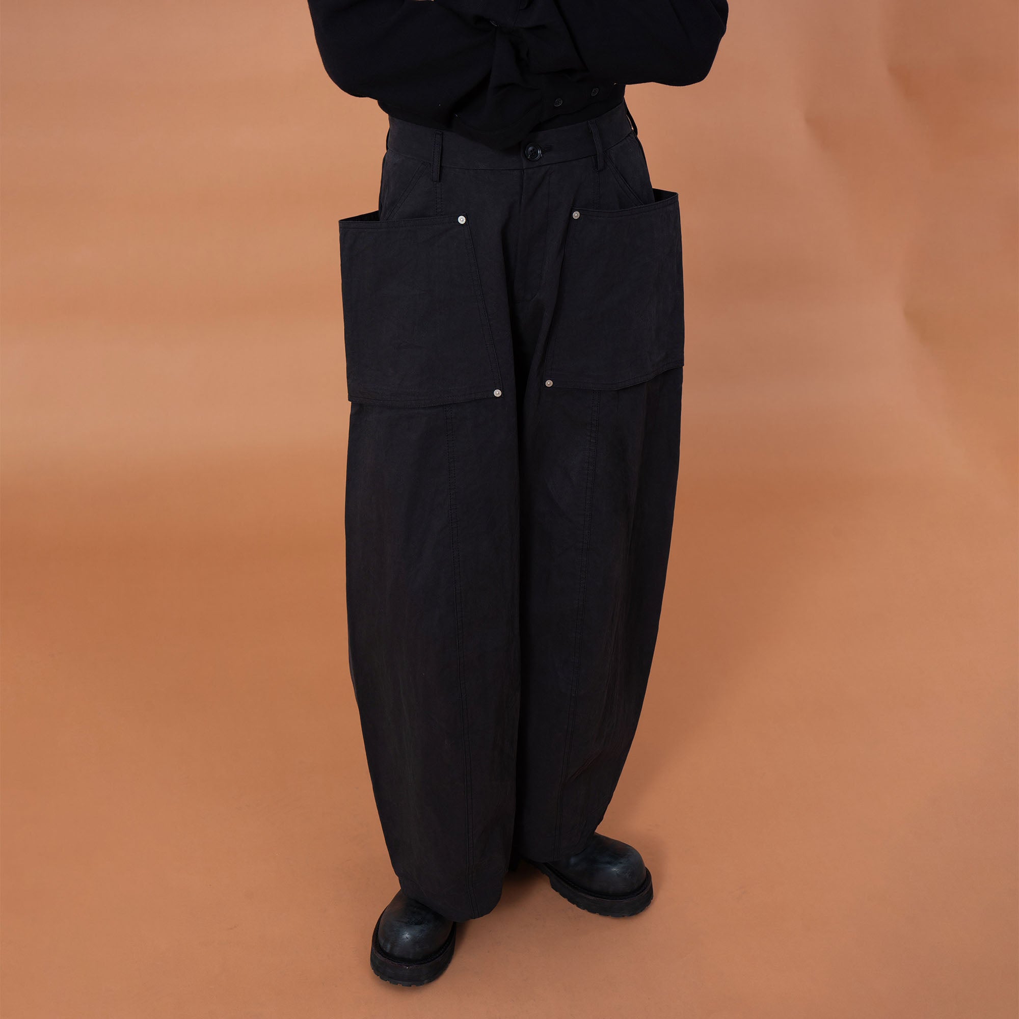 CLP Utility Big-Pocket Barrel Pants-Pants-M-Black-Free Shipping Leatheretro