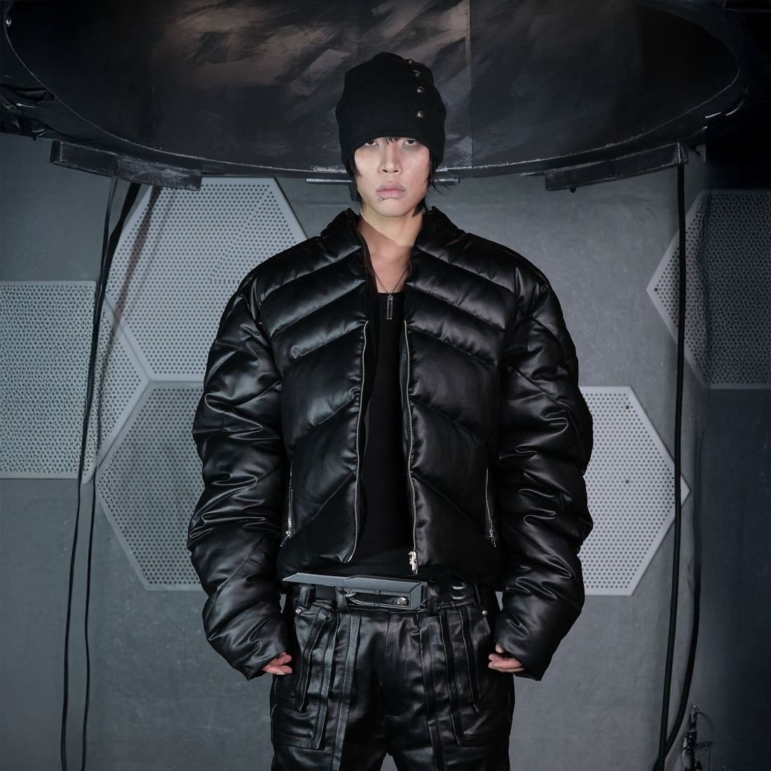 SSIN7 Waxed Chevron Down Jacket-Jacket-S-Free Shipping Leatheretro