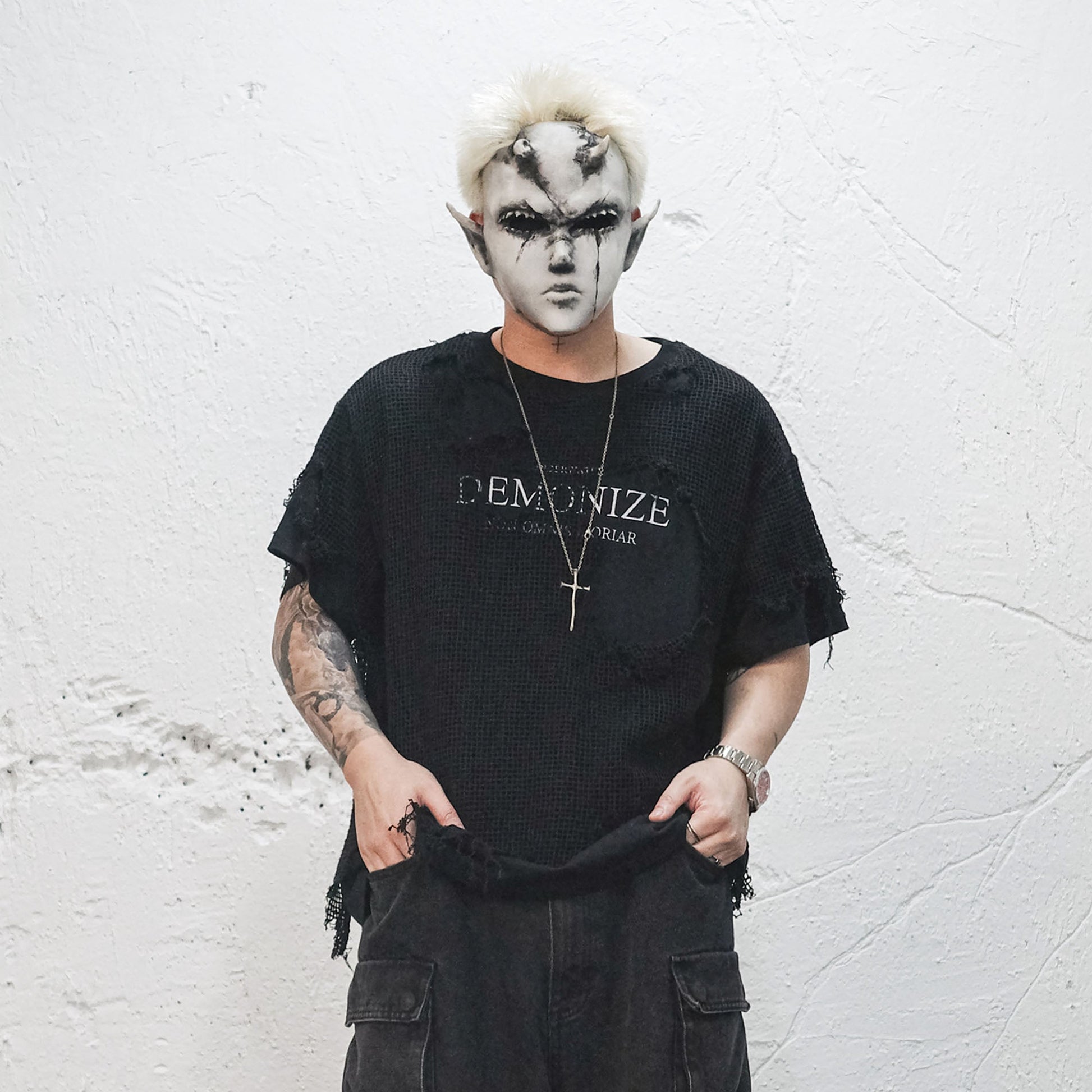 UNDERWATER Ruined Mesh Tee-T Shirt-S-Free Shipping Leatheretro