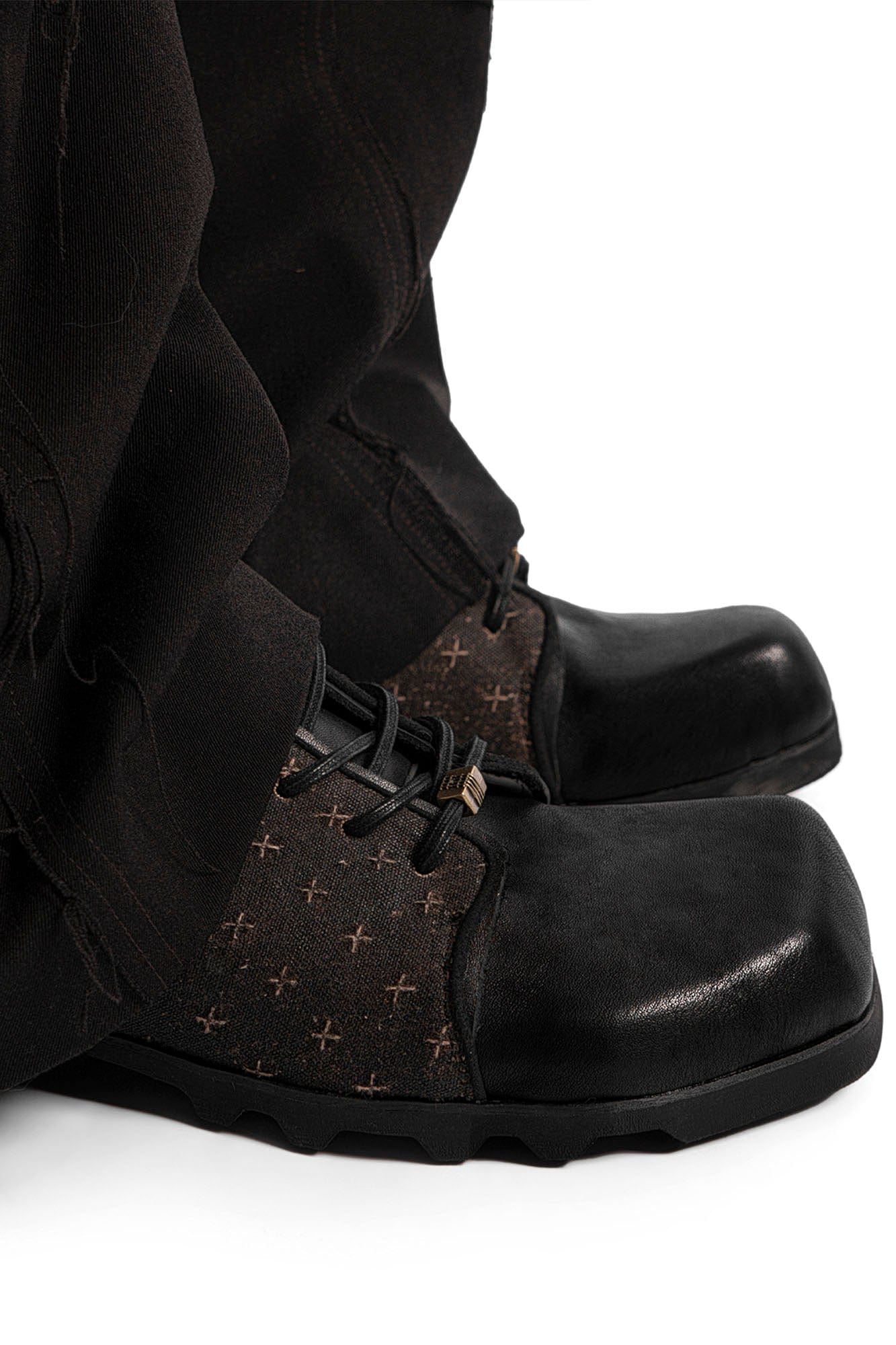REWRITE Silk Panel Square-Toe Derby Shoes-Shoes-38.5-Free Shipping Leatheretro