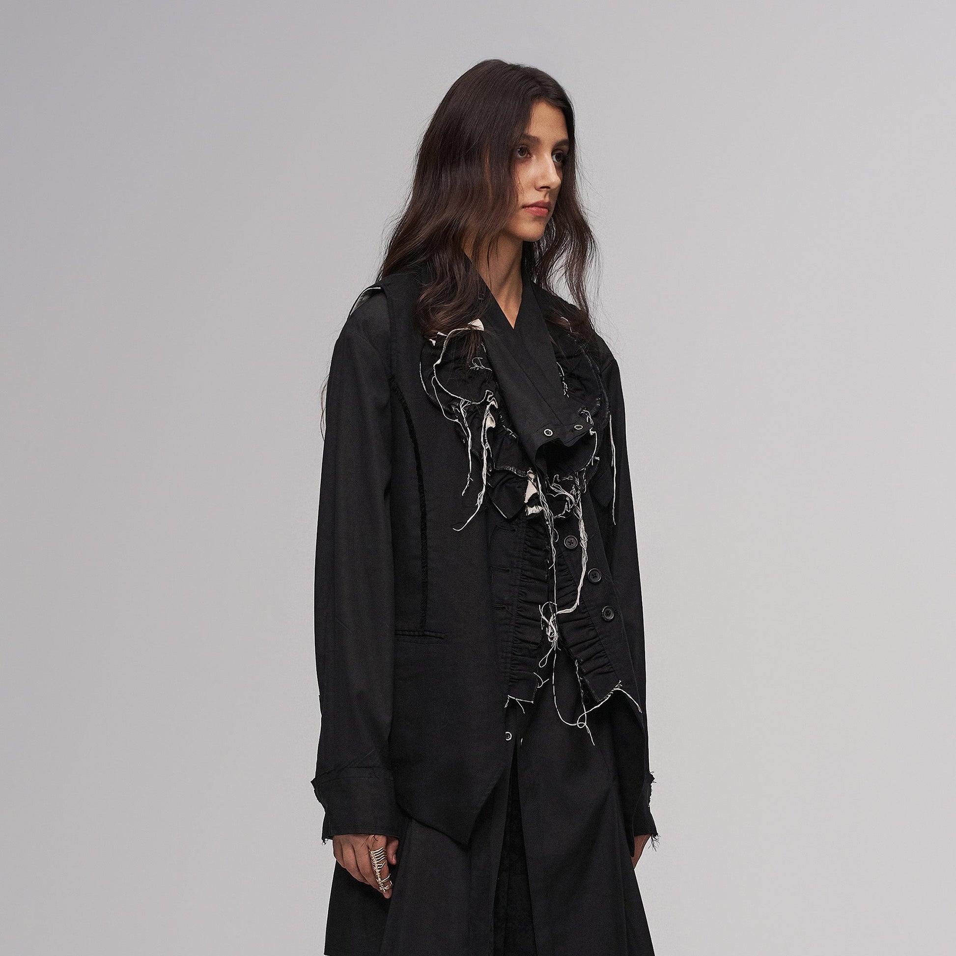 ILNya Nieternite Nifutur Distressed Frayed Petal-Collar Vest-Vest-S (0)-Free Shipping Leatheretro