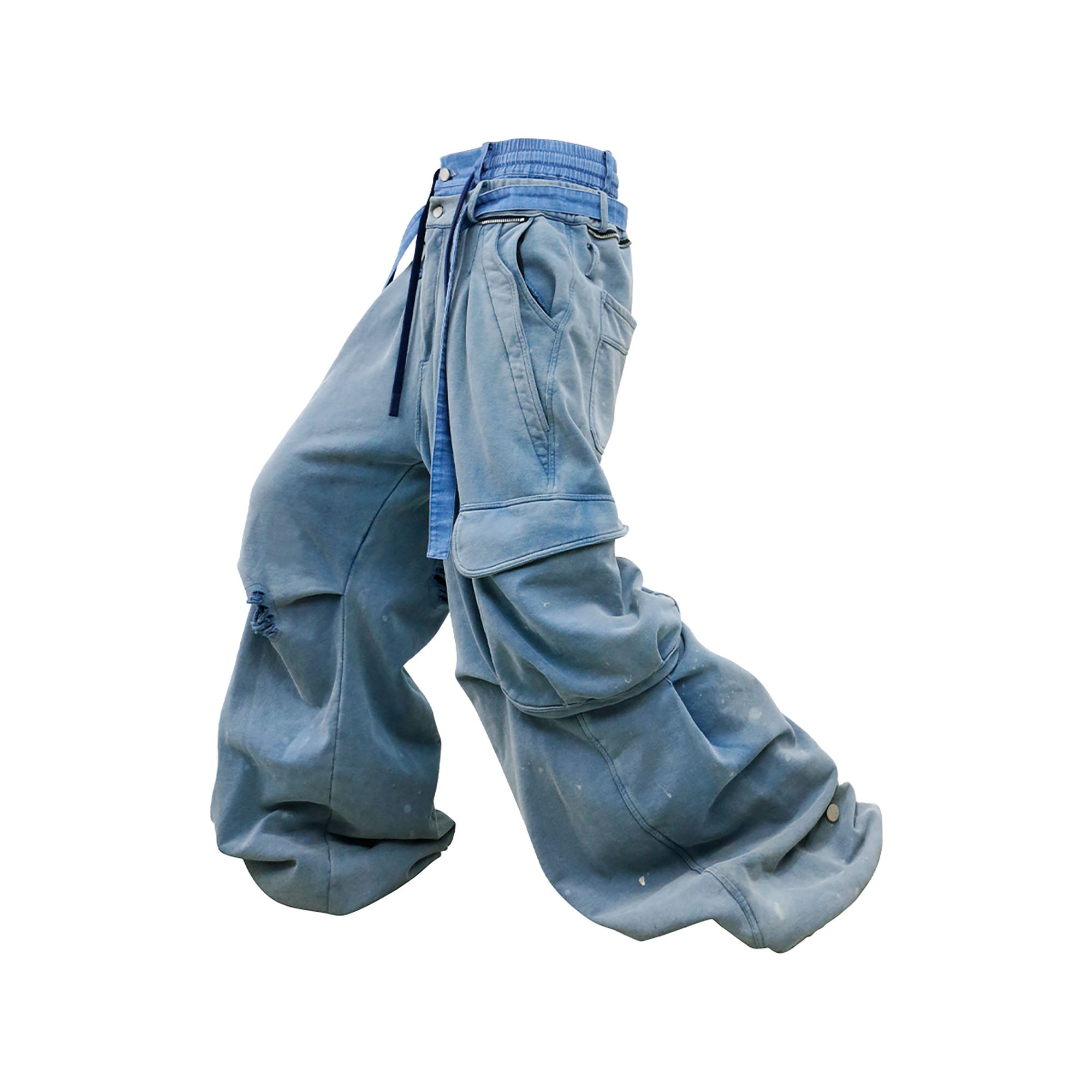 RELABEL Distressed Splatter Double-Waist Cargo Pants-Pants-XS-Free Shipping Leatheretro