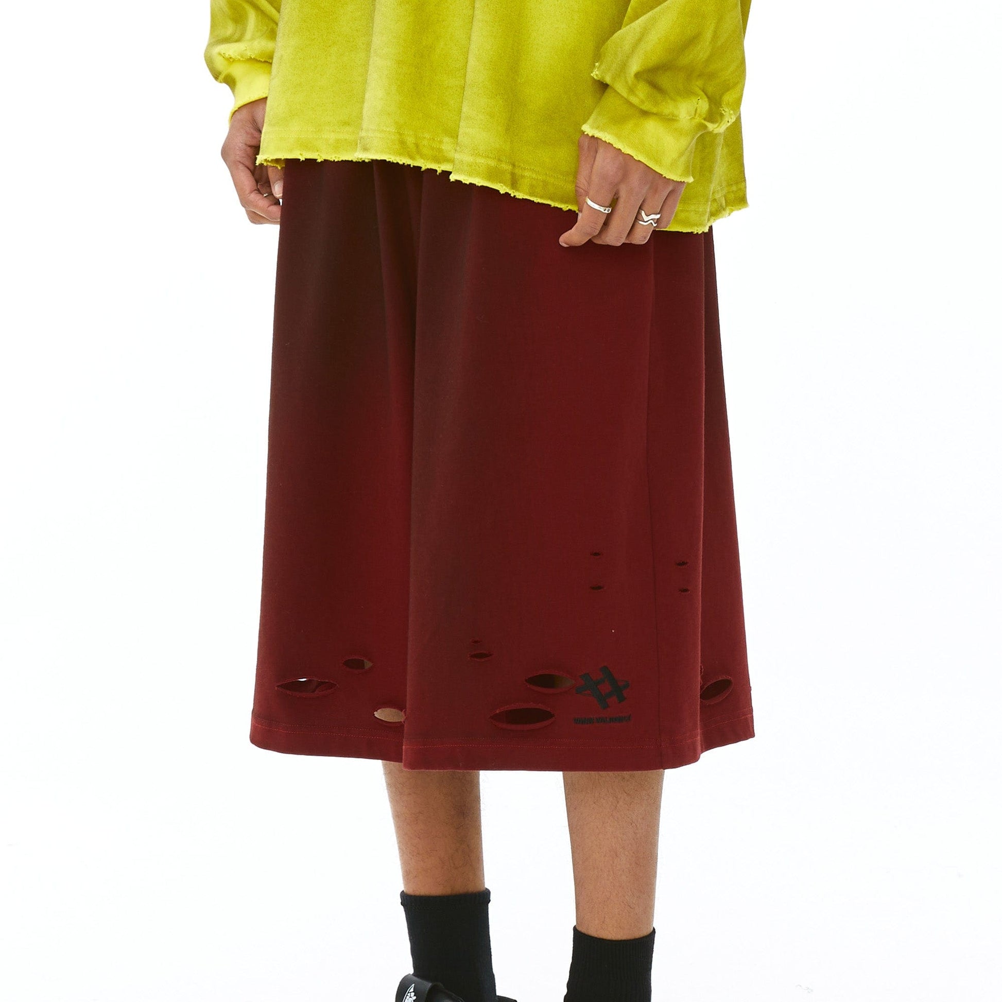 VANN VALRENCE Washed Gradient Distressed Oversized Shorts-Shorts-S-Free Shipping Leatheretro