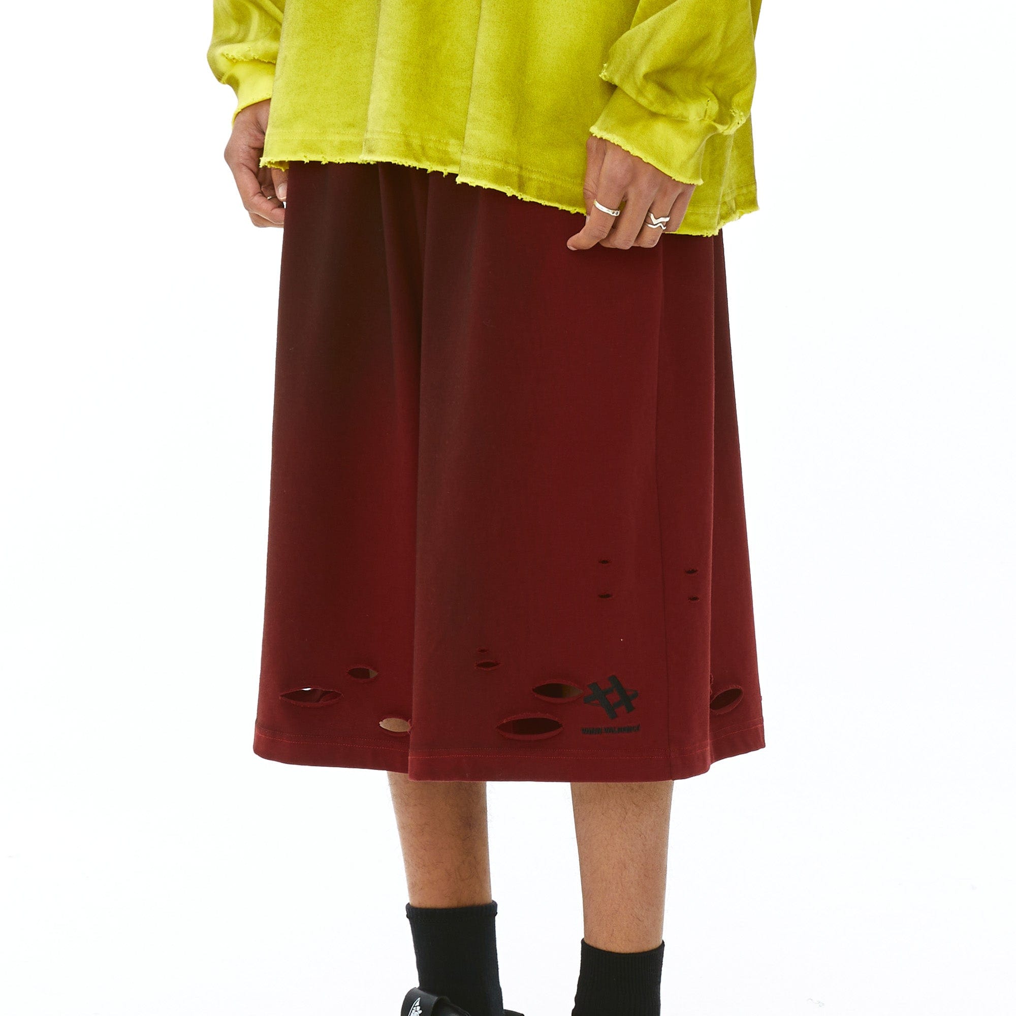 VANN VALRENCE Washed Gradient Distressed Oversized Shorts-Shorts-S-Free Shipping Leatheretro