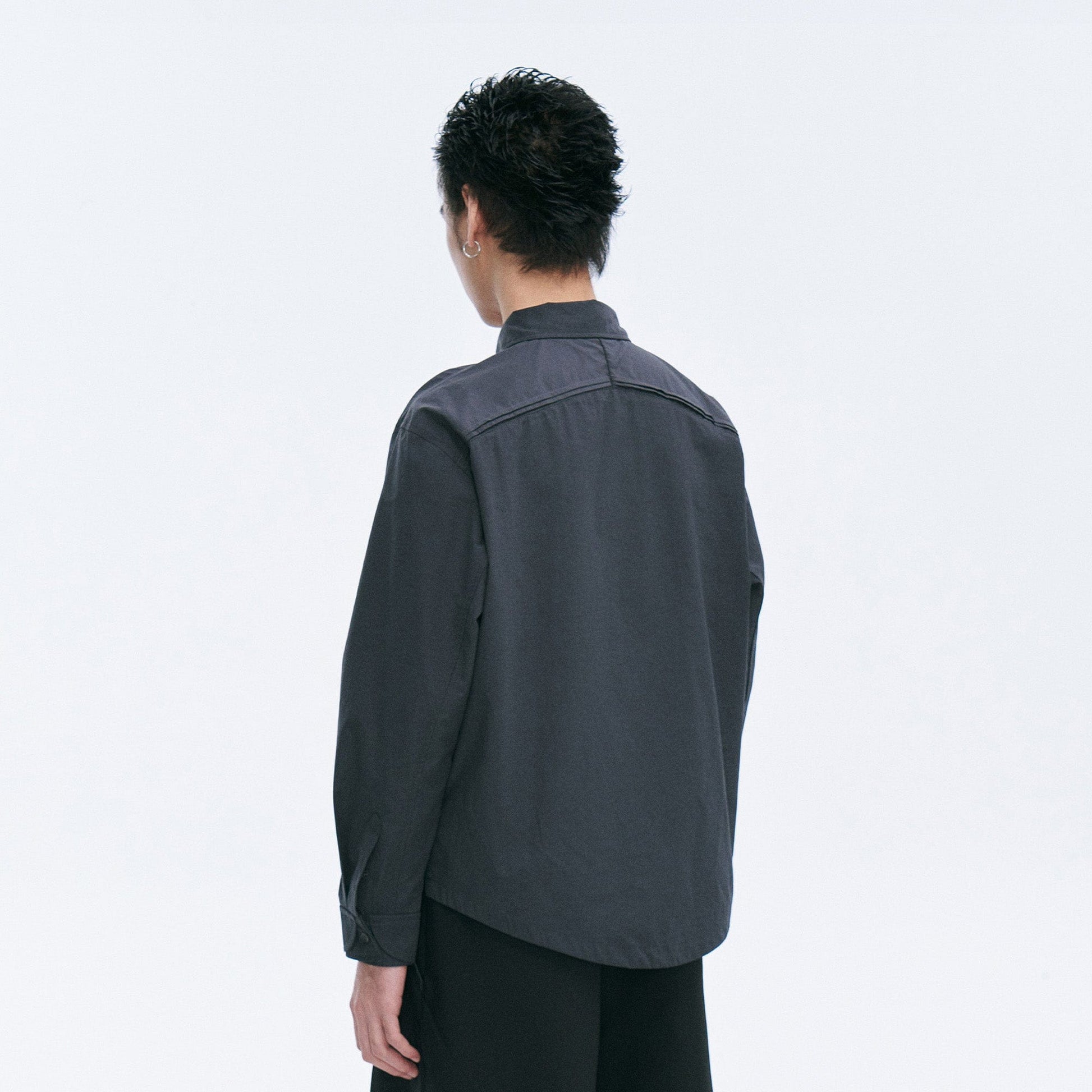 CATSSTAC Layered Seamline Floral Embroidered Shirt-Shirt-Black-M-Free Shipping Leatheretro