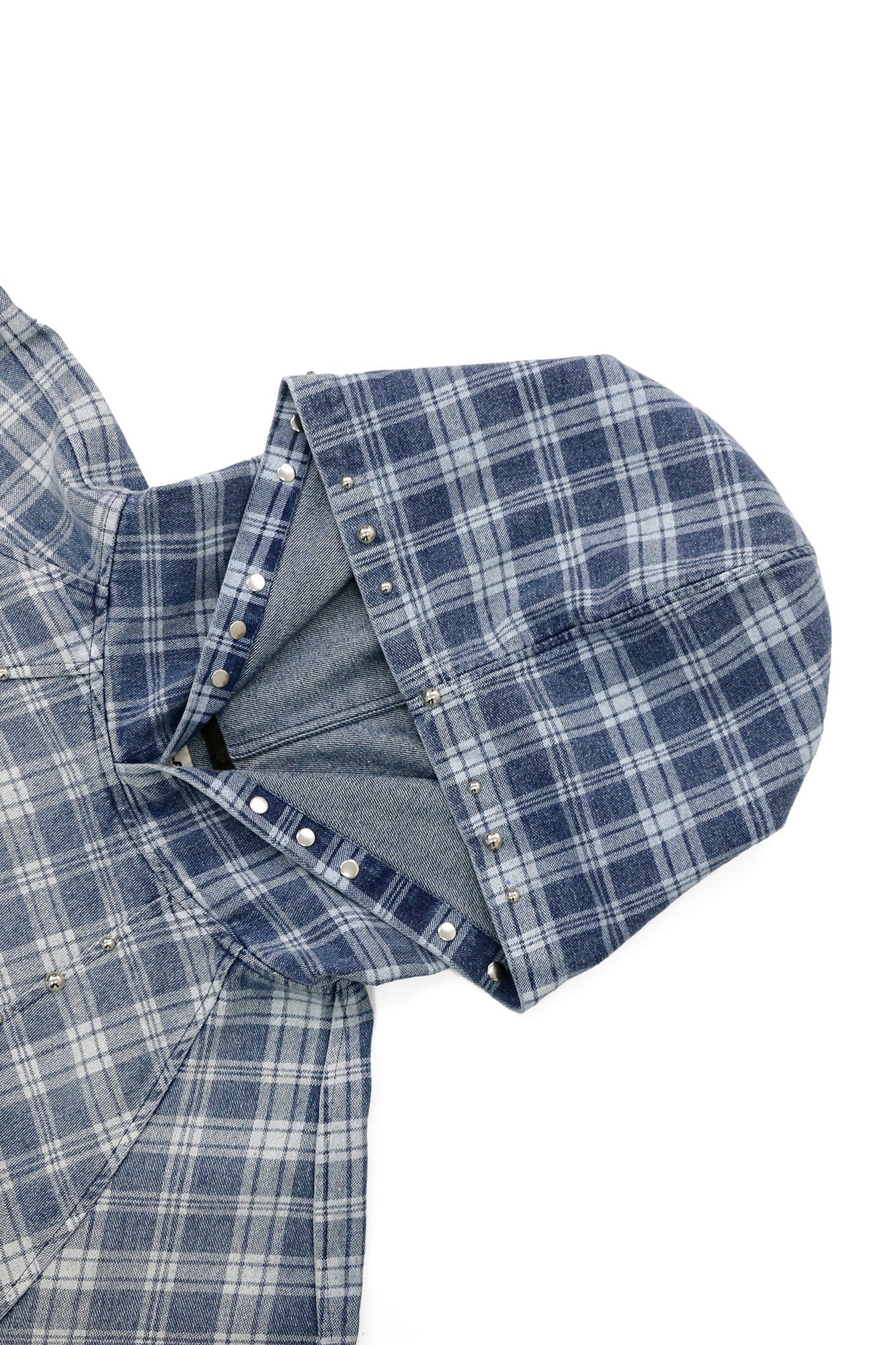 RELABEL Plaid Rivet Paneled Faded Hoodie-Hoodie-XS-Free Shipping Leatheretro