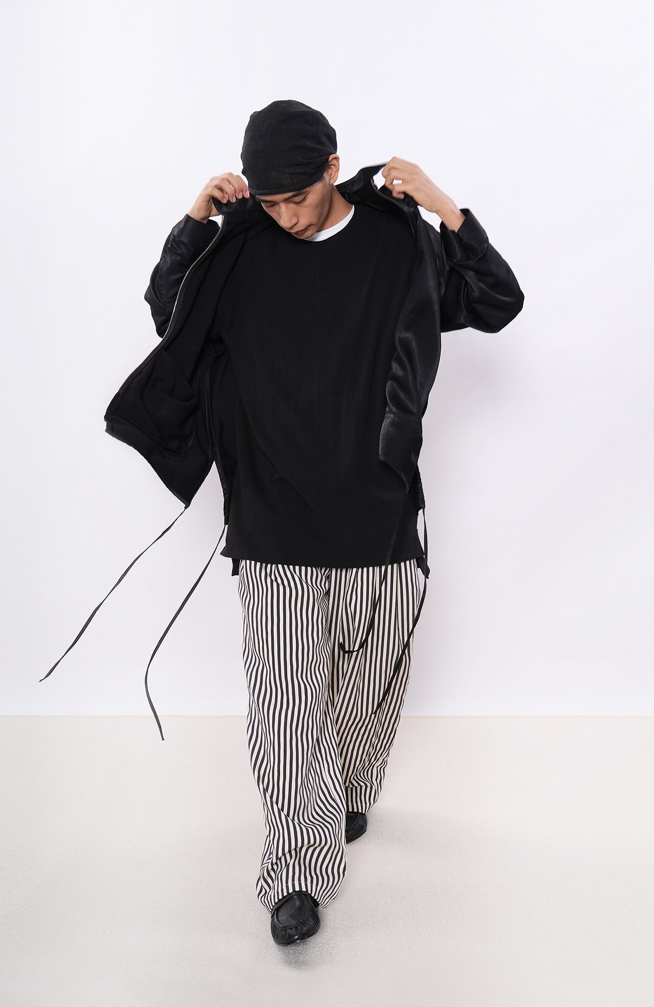 7440 37 1 Retro Contrast-Stripe Pleat Pants-Pants-S (Preorder)-Free Shipping Leatheretro