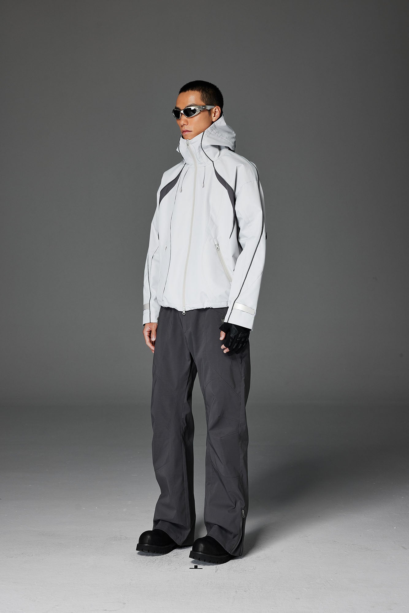 CATSSTAC Stormline Contrast Panel Zip Jacket-Jacket-M-Light Gray-Free Shipping Leatheretro