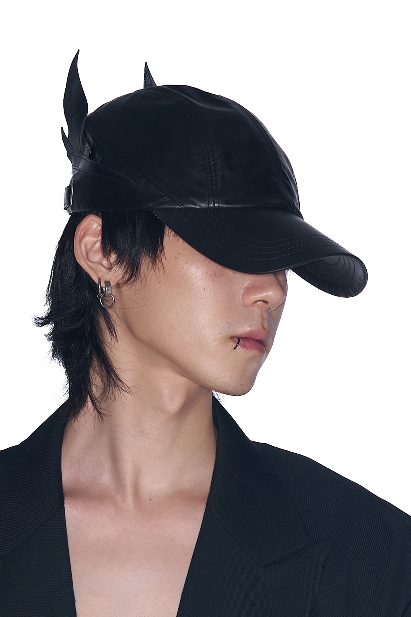 SANB Faux Leather Horned Baseball Cap-Hat, Cap, Beanie-One Size-Free Shipping Leatheretro