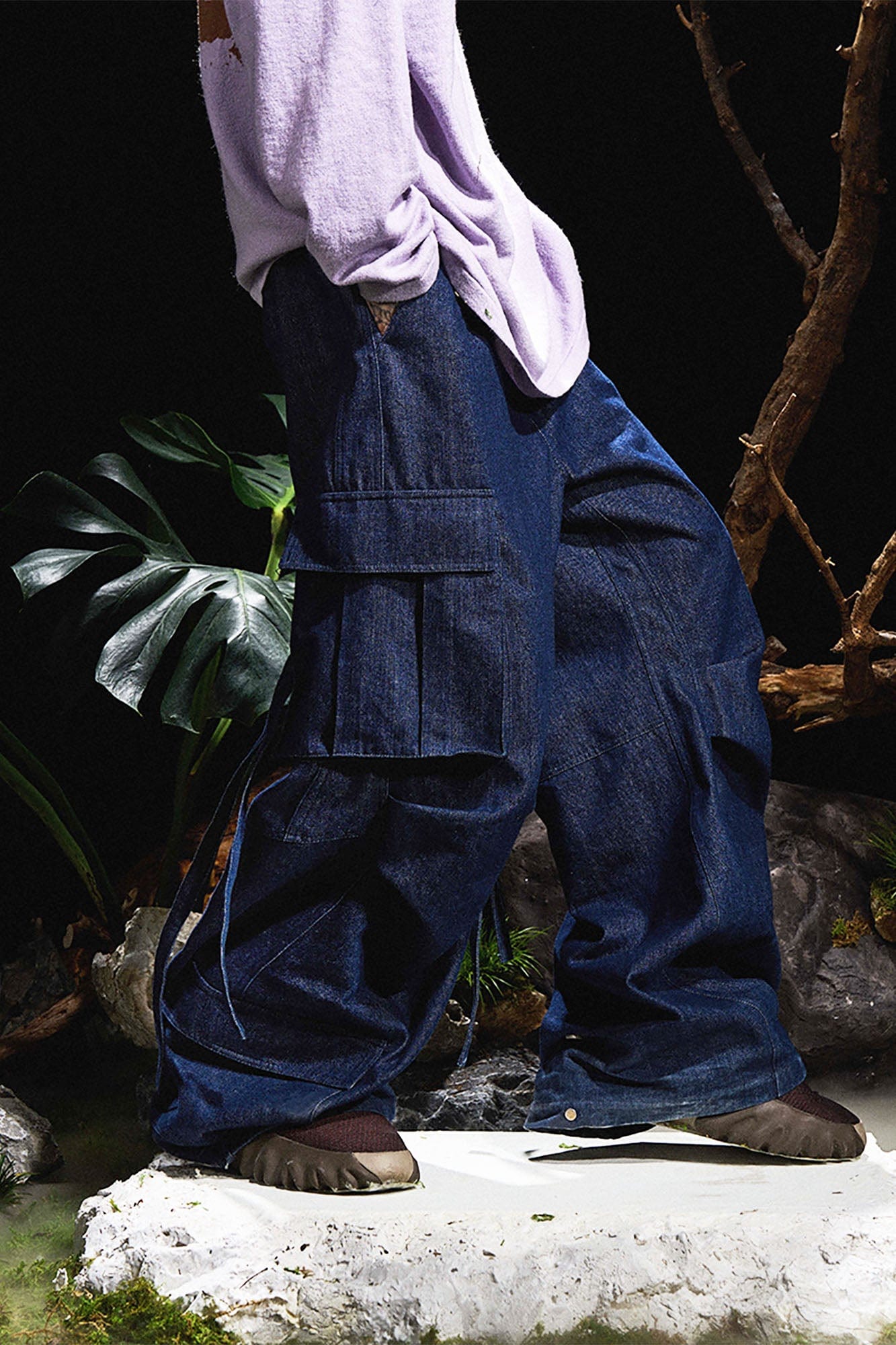 RELABEL Washed Crinkled Strap Wide-Leg Jeans-Jeans-XS-Free Shipping Leatheretro