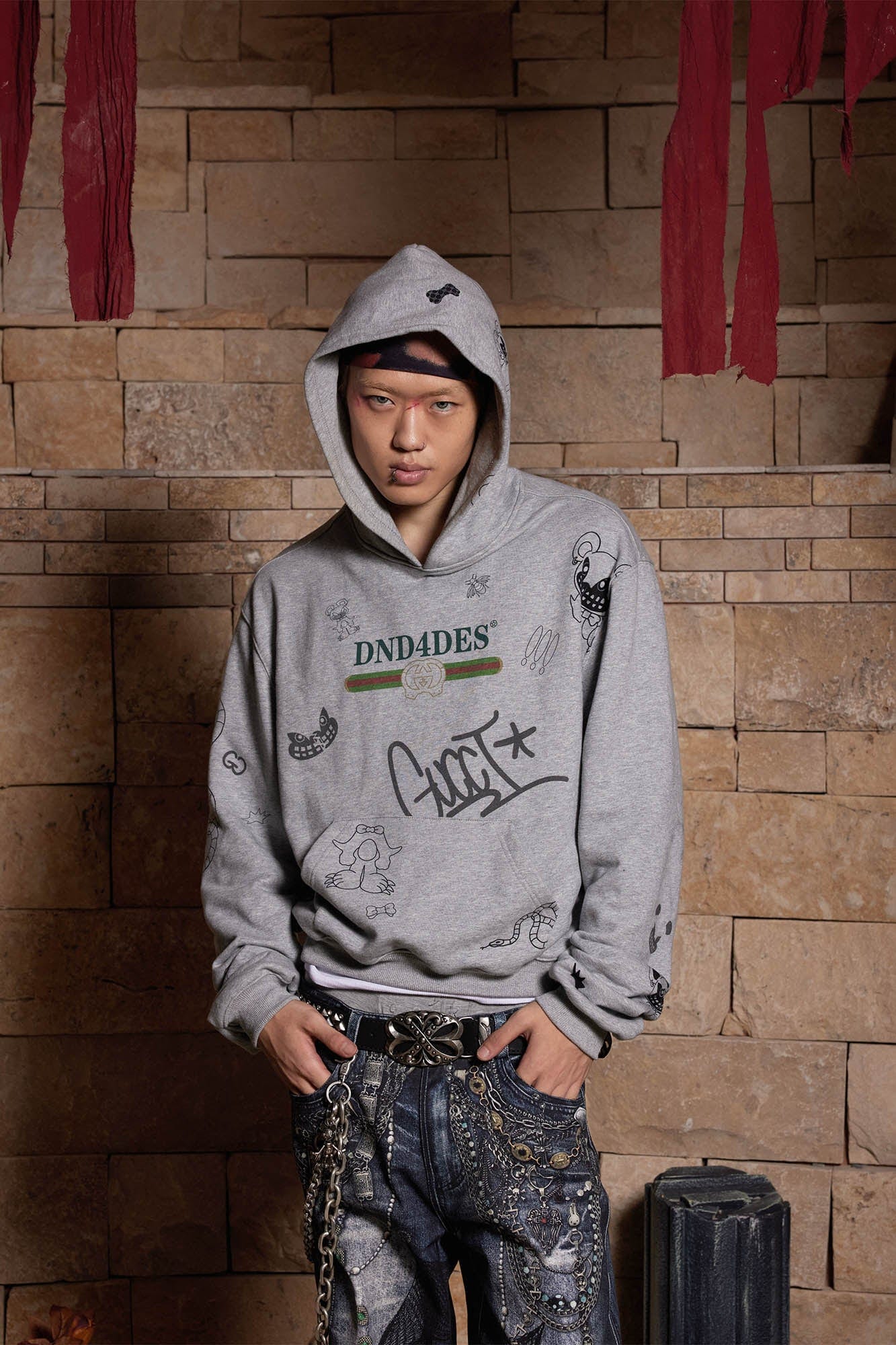 DND4DES Graffiti Bootleg Oversized Hoodie-Hoodie-S-Free Shipping Leatheretro