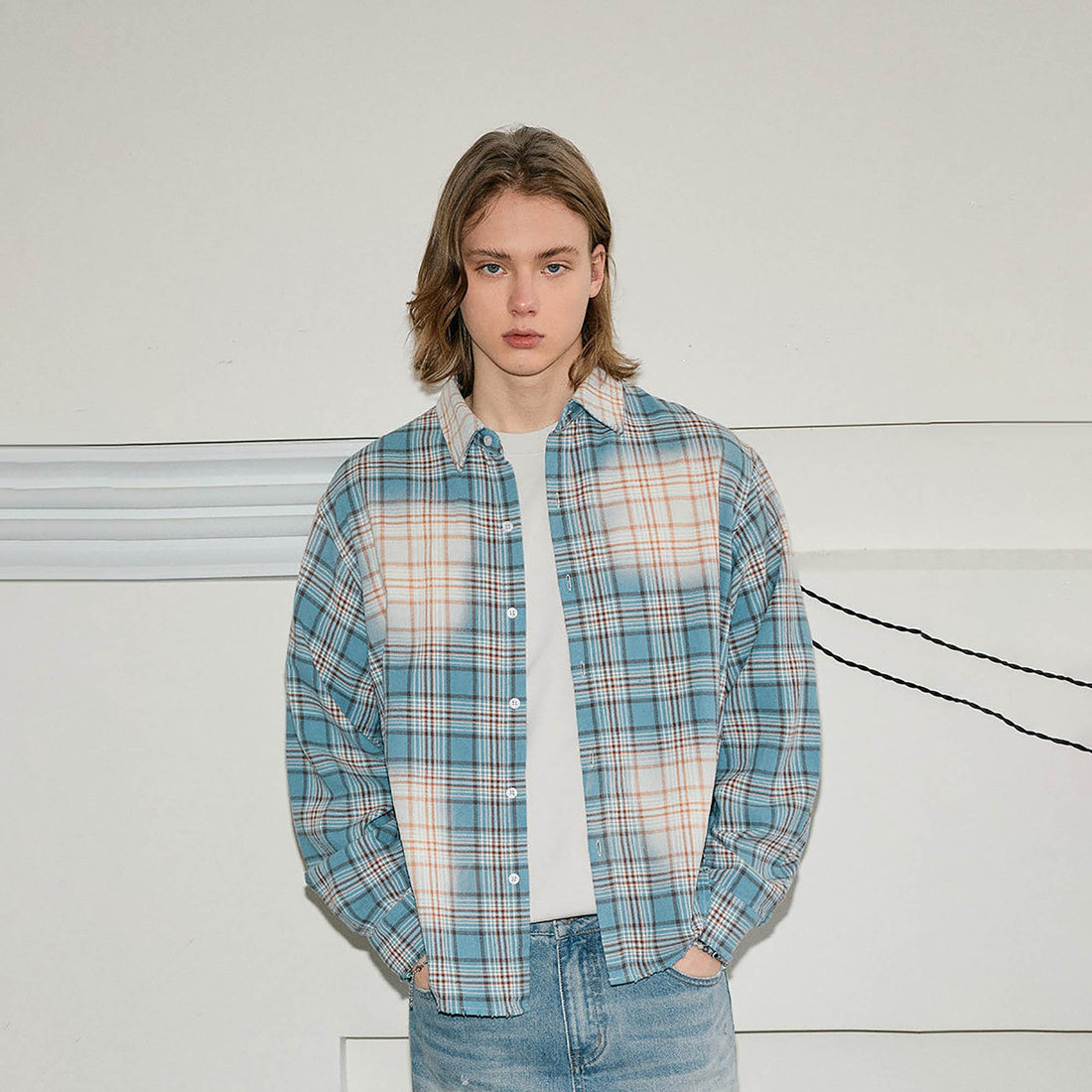 KREATE Faded Plaid Shirt-Shirt-S-Free Shipping Leatheretro