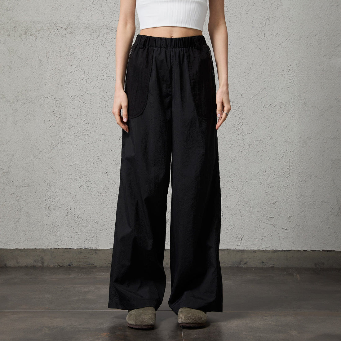 ORGANIC EMOTION UV-Protective Lightweight Straight-Leg Pants-Pants-S-Black-Free Shipping Leatheretro