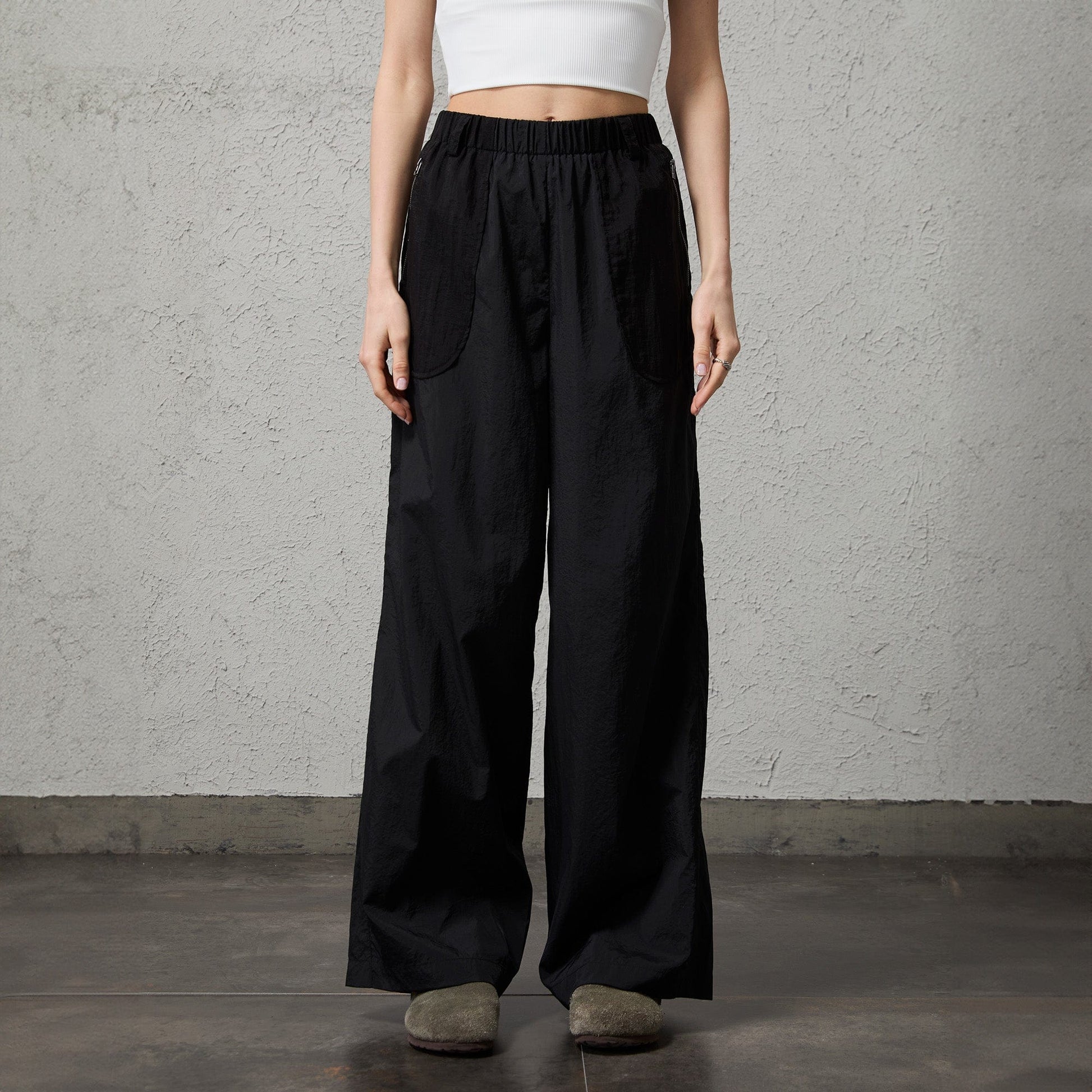 ORGANIC EMOTION UV-Protective Lightweight Straight-Leg Pants-Pants-S-Black-Free Shipping Leatheretro