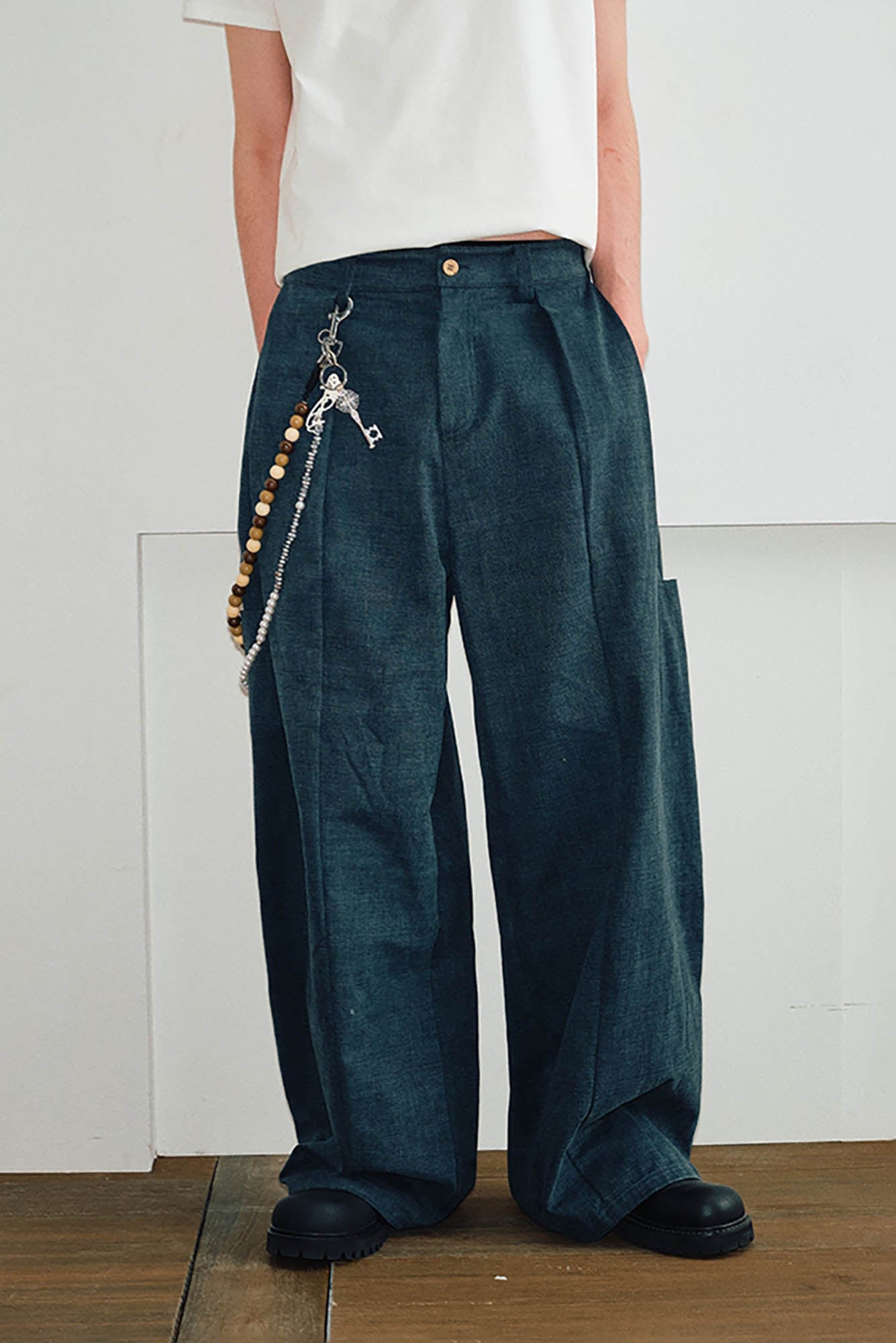 KREATE Pleated Multi-Pocket Baggy Pants-Pants-S-Grey-Free Shipping Leatheretro