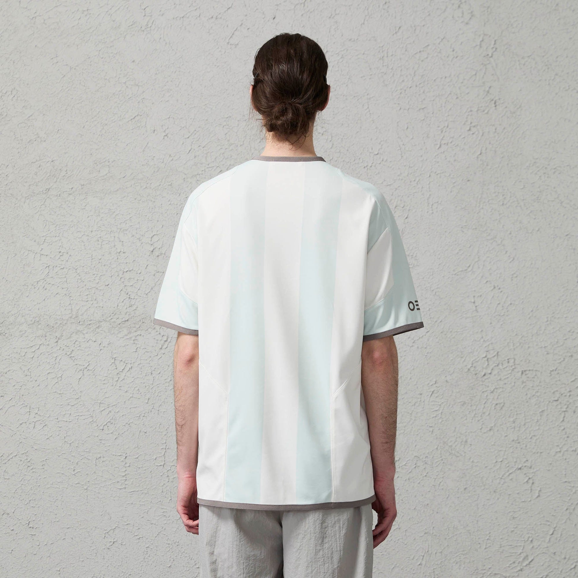 ORGANIC EMOTION Never Work Slogan Stripes Spliced Jersey-T Shirt-S-Gray-Free Shipping Leatheretro