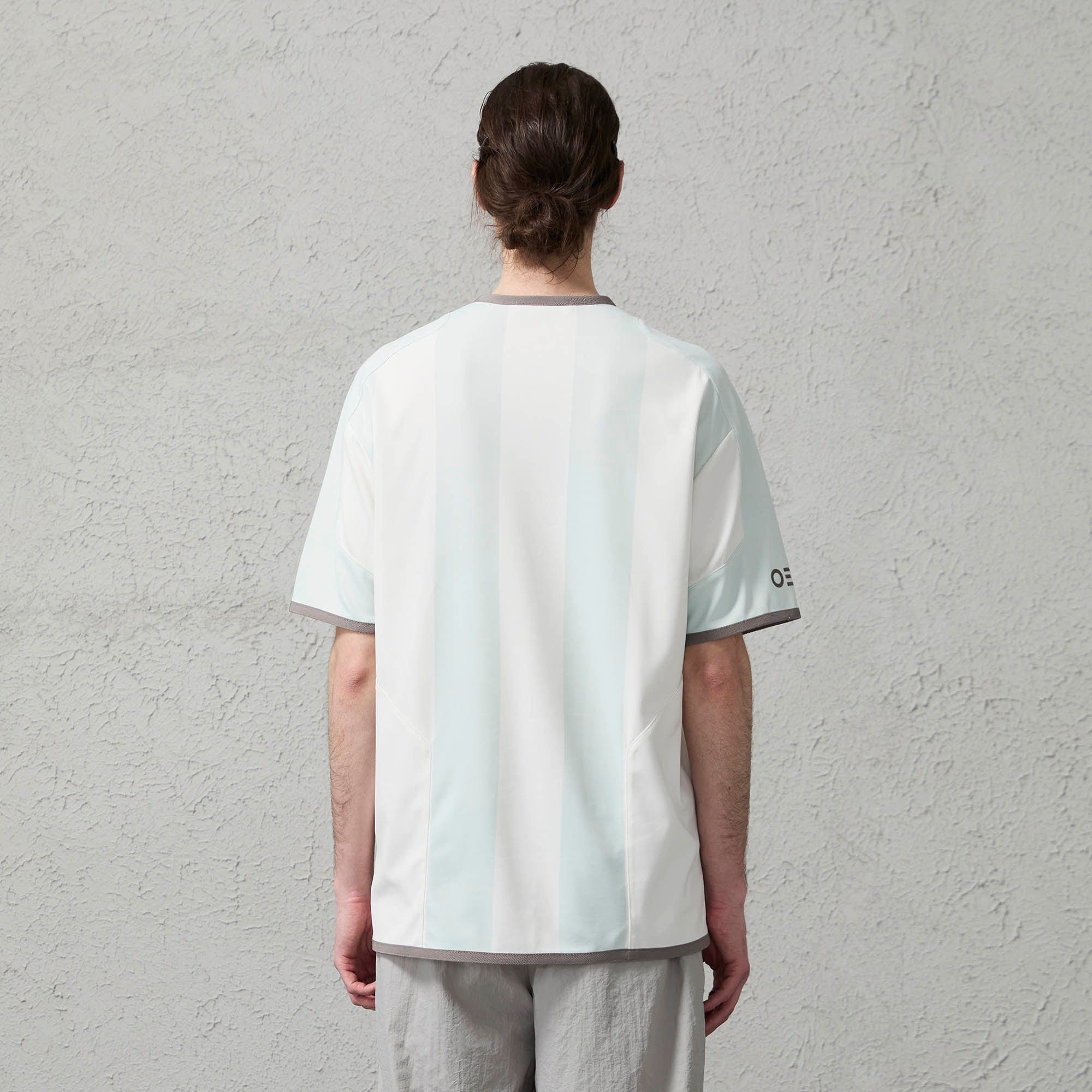 ORGANIC EMOTION Never Work Slogan Stripes Spliced Jersey-T Shirt-S-Gray-Free Shipping Leatheretro