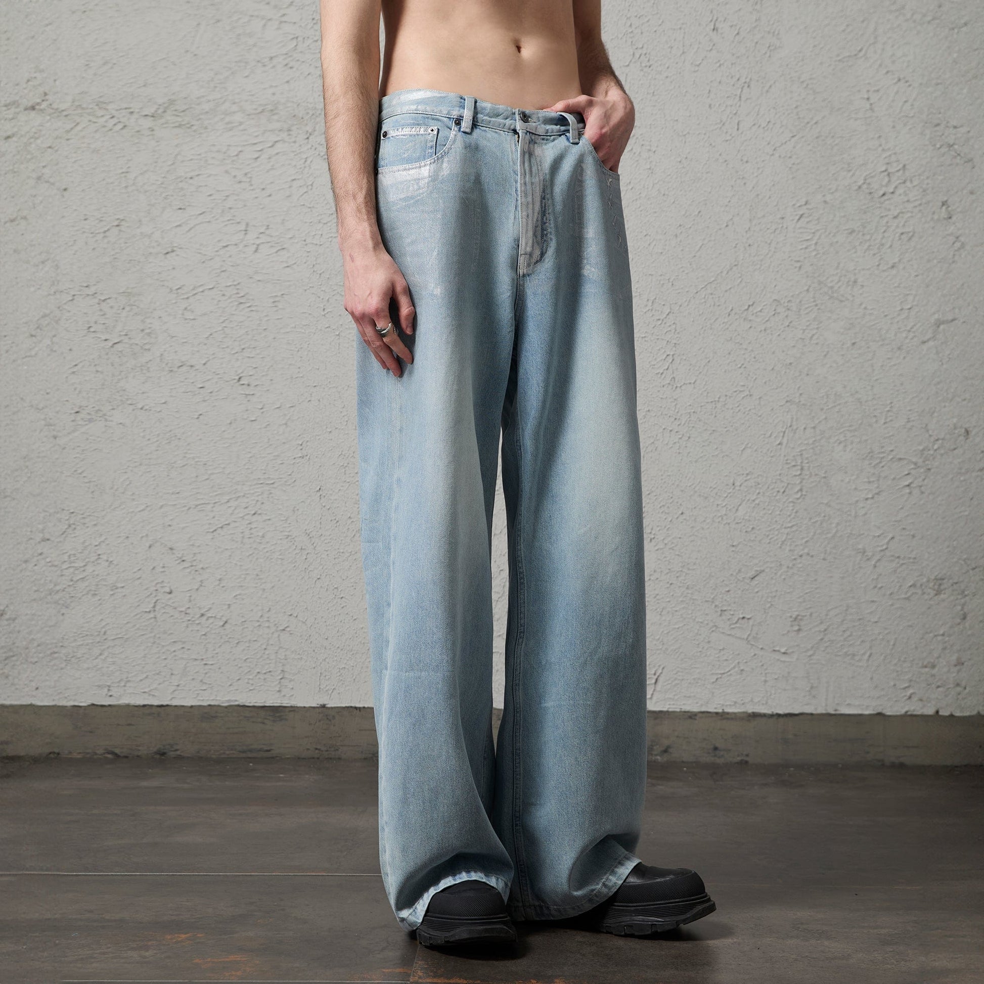 ORGANIC EMOTION Flying Bird Embroidered Washed Wide-Leg Jeans-Jeans-XS-Free Shipping Leatheretro