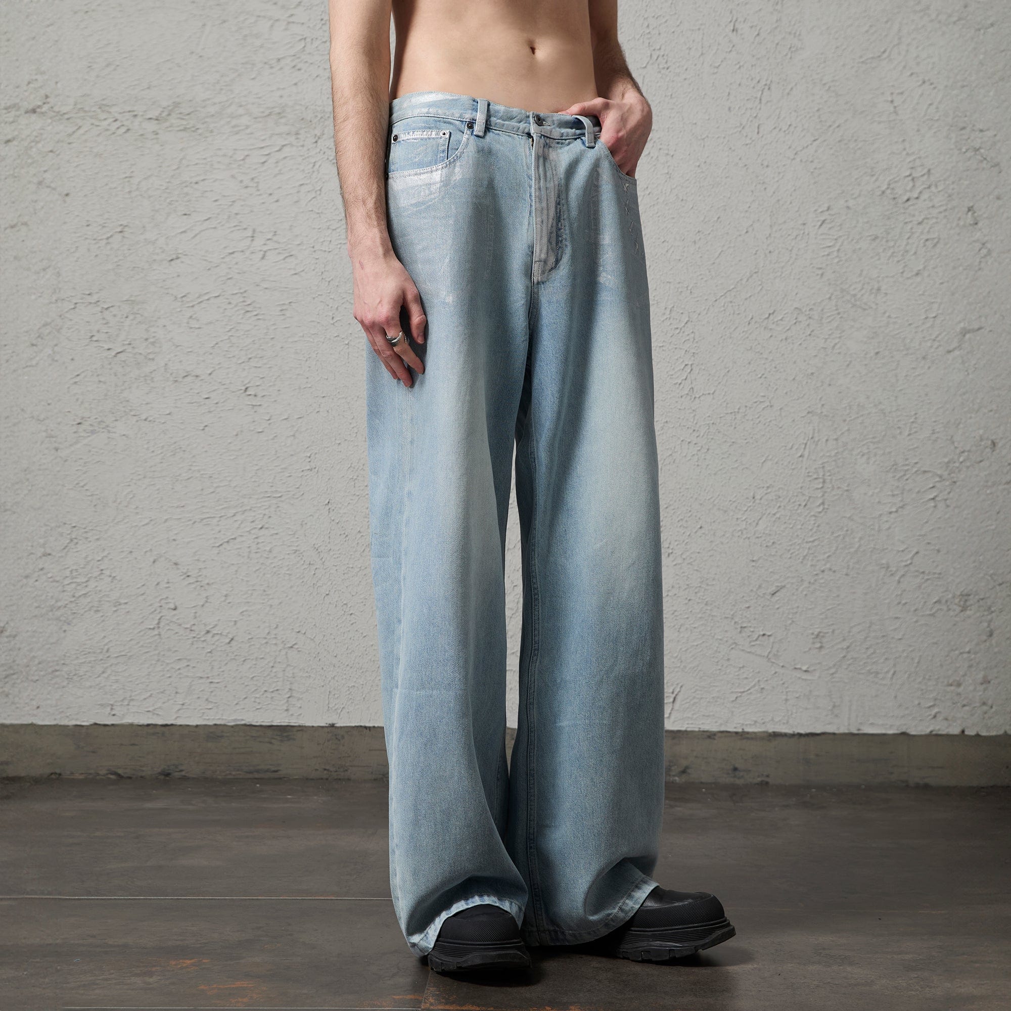 ORGANIC EMOTION Flying Bird Embroidered Washed Wide-Leg Jeans-Jeans-XS-Free Shipping Leatheretro