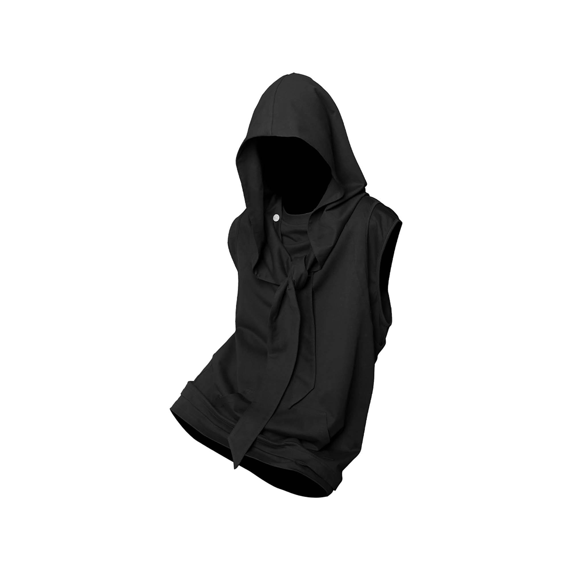 RELABEL Detachable Snap-Hooded Vest-Vest-XS-Free Shipping Leatheretro