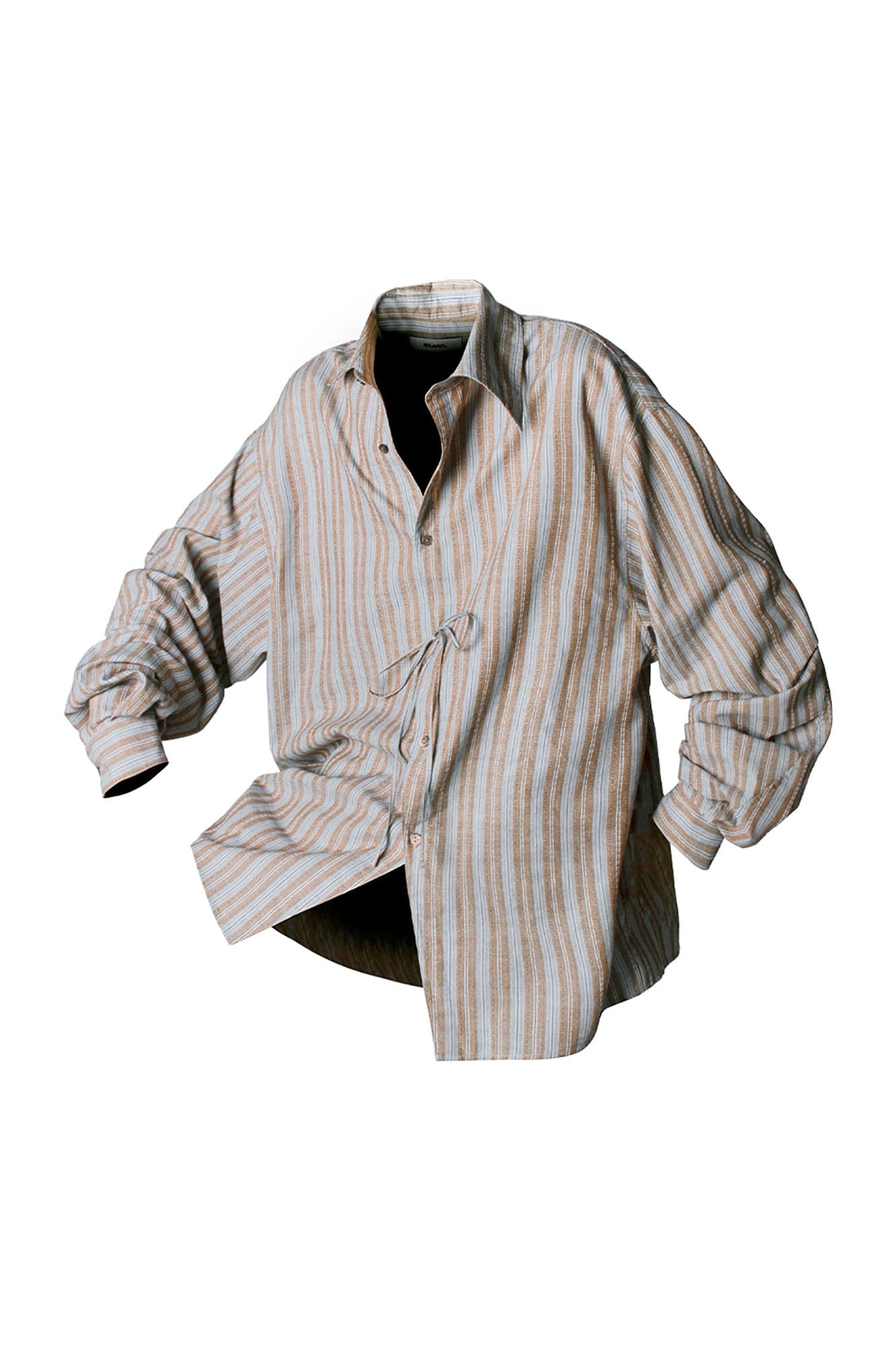 RELABEL Stripe Button-Up Oversized Shirt Brown-Shirt-XS-Free Shipping Leatheretro