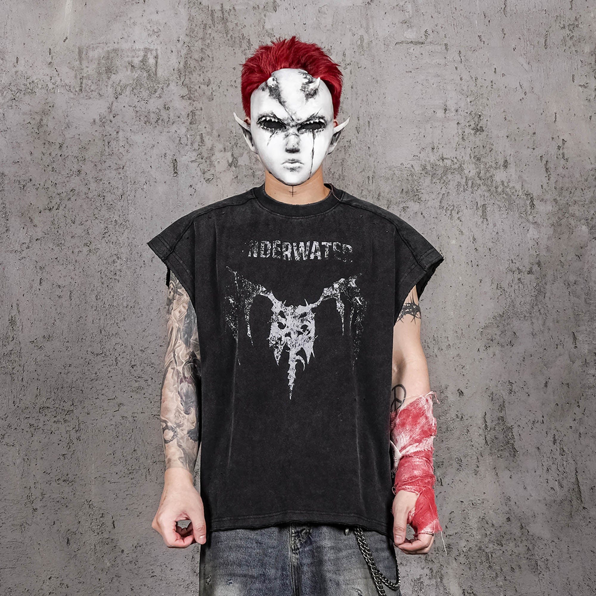 UNDERWATER The Hellbound Wing Distressed Vest-Vest-S-Free Shipping Leatheretro