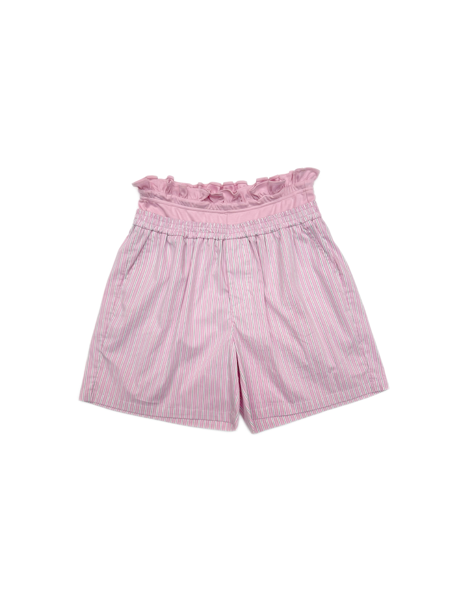 KADAKADA Retro Striped Ruffle-Waist Layered Shorts-Shorts-S (Preorder)-Pink-Free Shipping Leatheretro