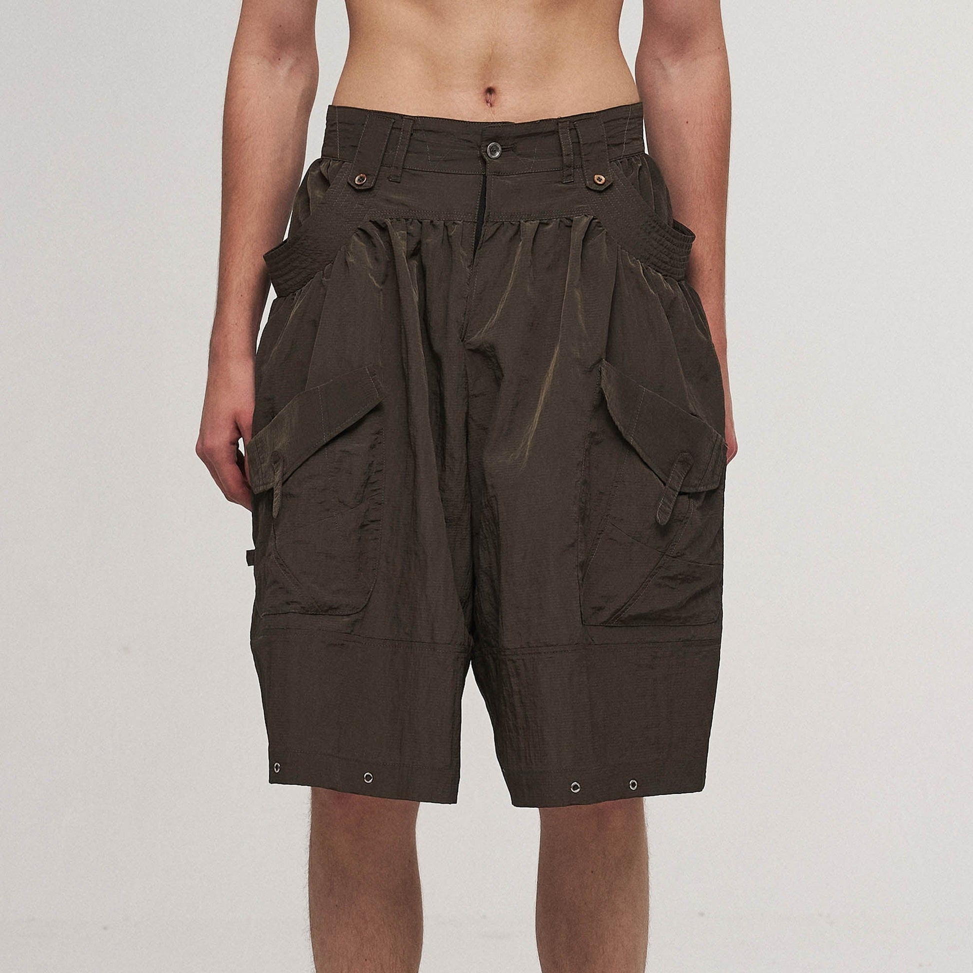 ILNya Nieternite Nifutur Multi-Pocket Crinkled Oversized Shorts-Shorts-S(0)-Free Shipping Leatheretro