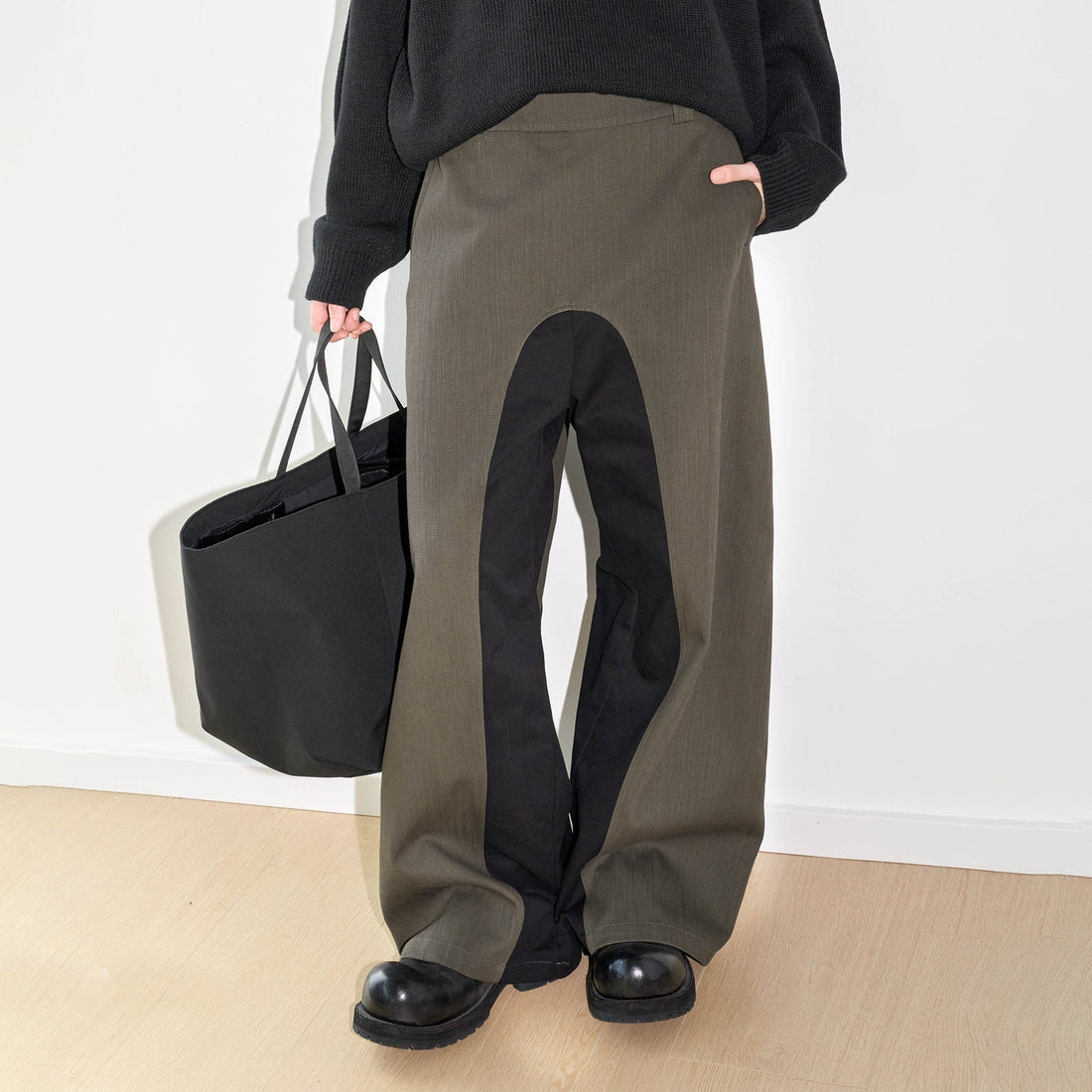 49PERCENT Paneled Color Blocked Zipper Pants-Pants-XS-Free Shipping Leatheretro