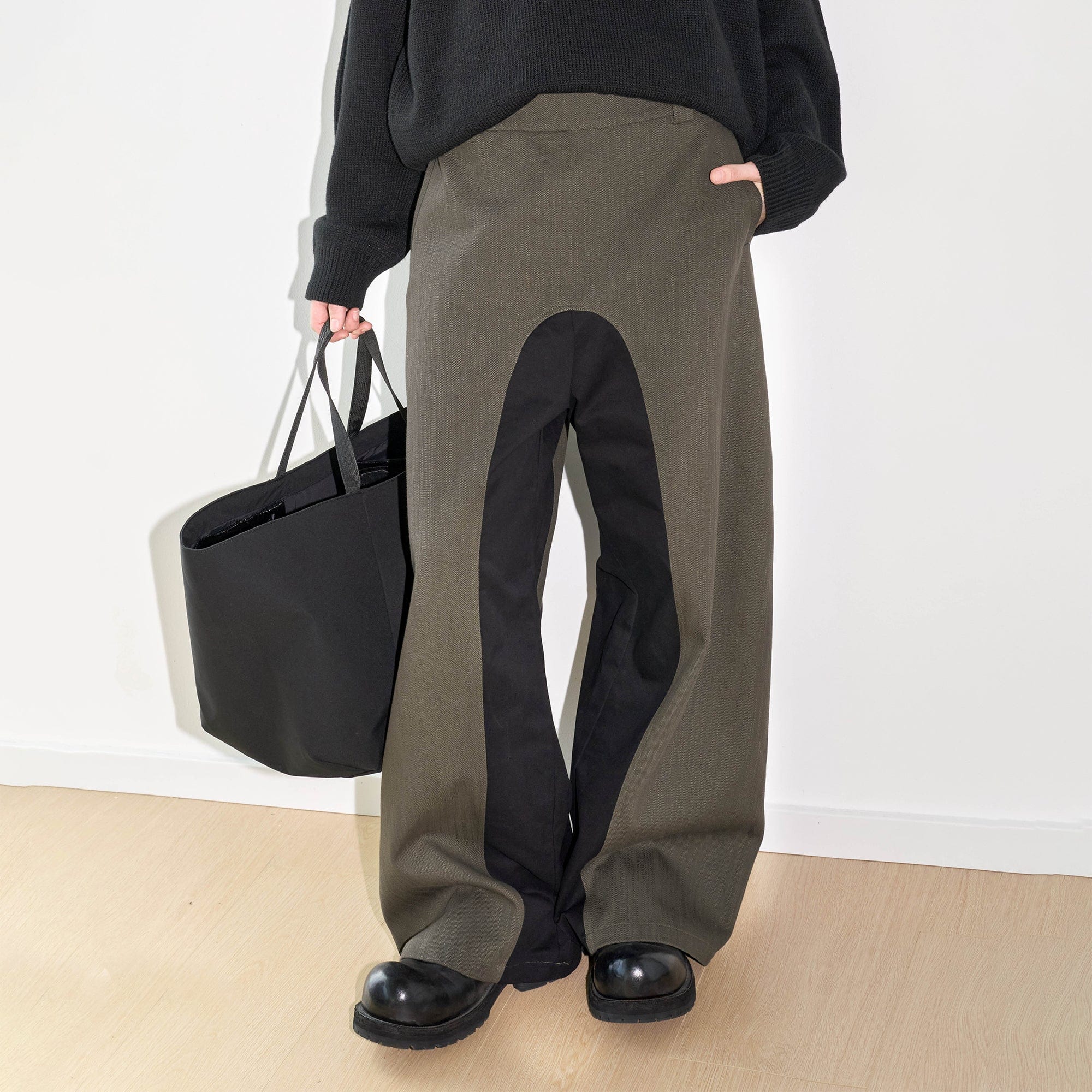 49PERCENT Paneled Color Blocked Zipper Pants-Pants-XS-Free Shipping Leatheretro