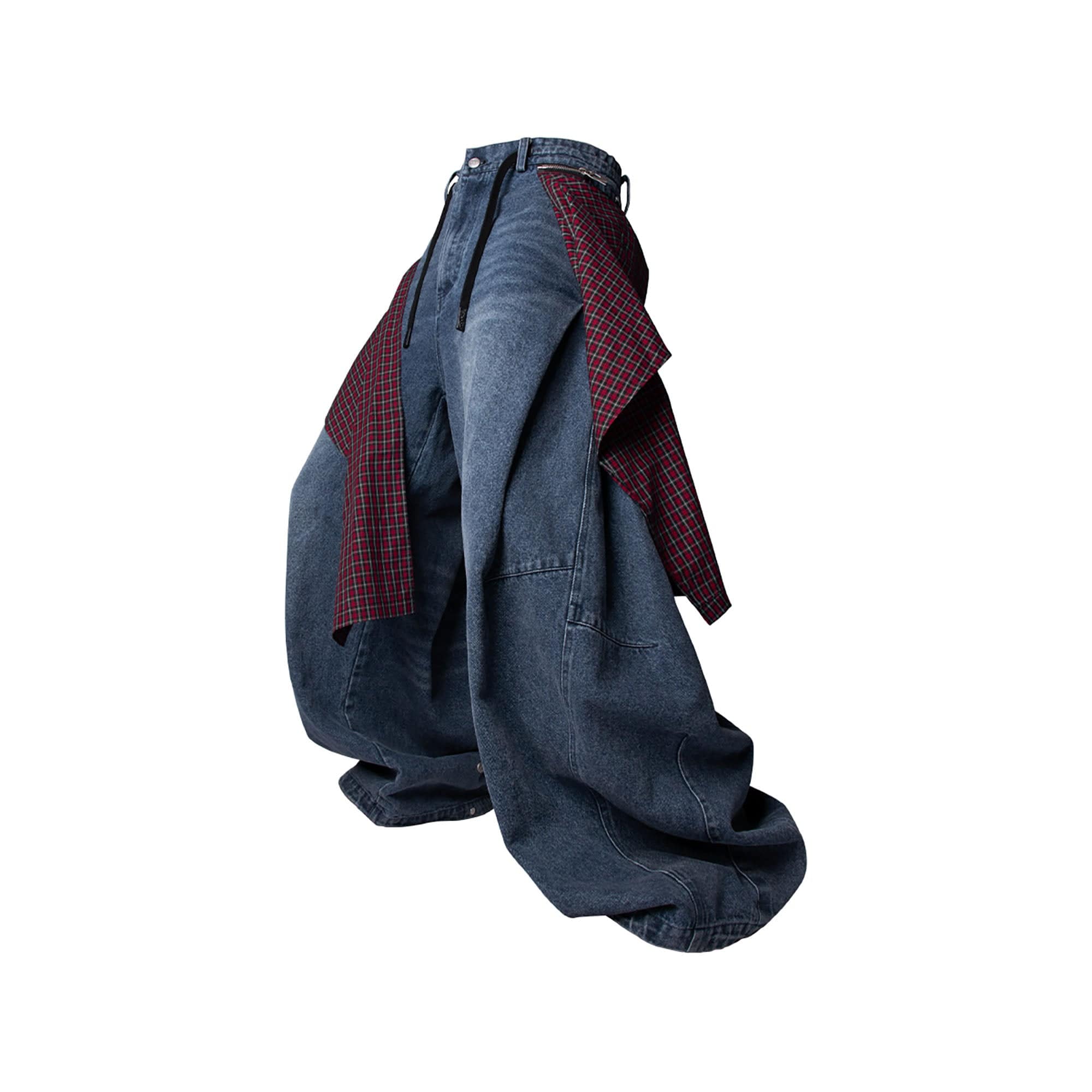 RELABEL Detachable Drape Drawstring Baggy Jeans Blue-Jeans-XS-Free Shipping Leatheretro