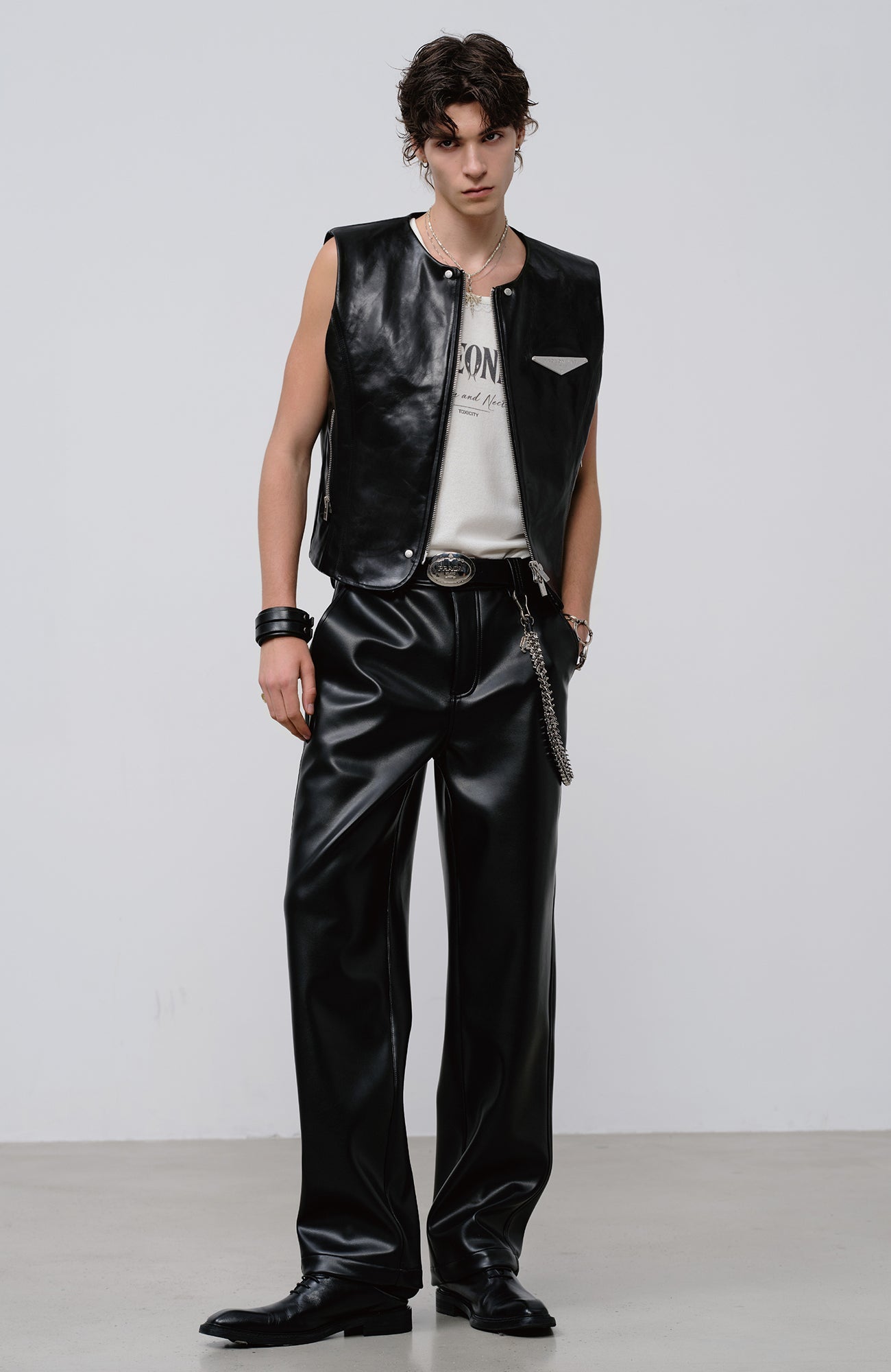 FACEONLAB Reversible Moto Leather Vest Black-Vest-M-Free Shipping Leatheretro