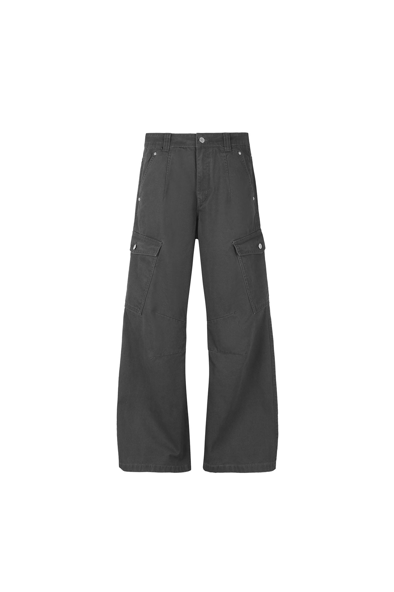 OKAYTHXBYE Washed Button Flap-Pocket Cargo Pants-Pants-Black-S-Free Shipping Leatheretro