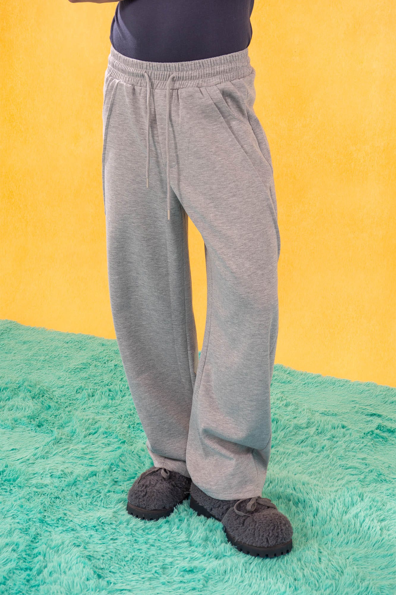 CLP Slanted Spliced Drawstring Sweatpants-Pants-M-Gray-Free Shipping Leatheretro