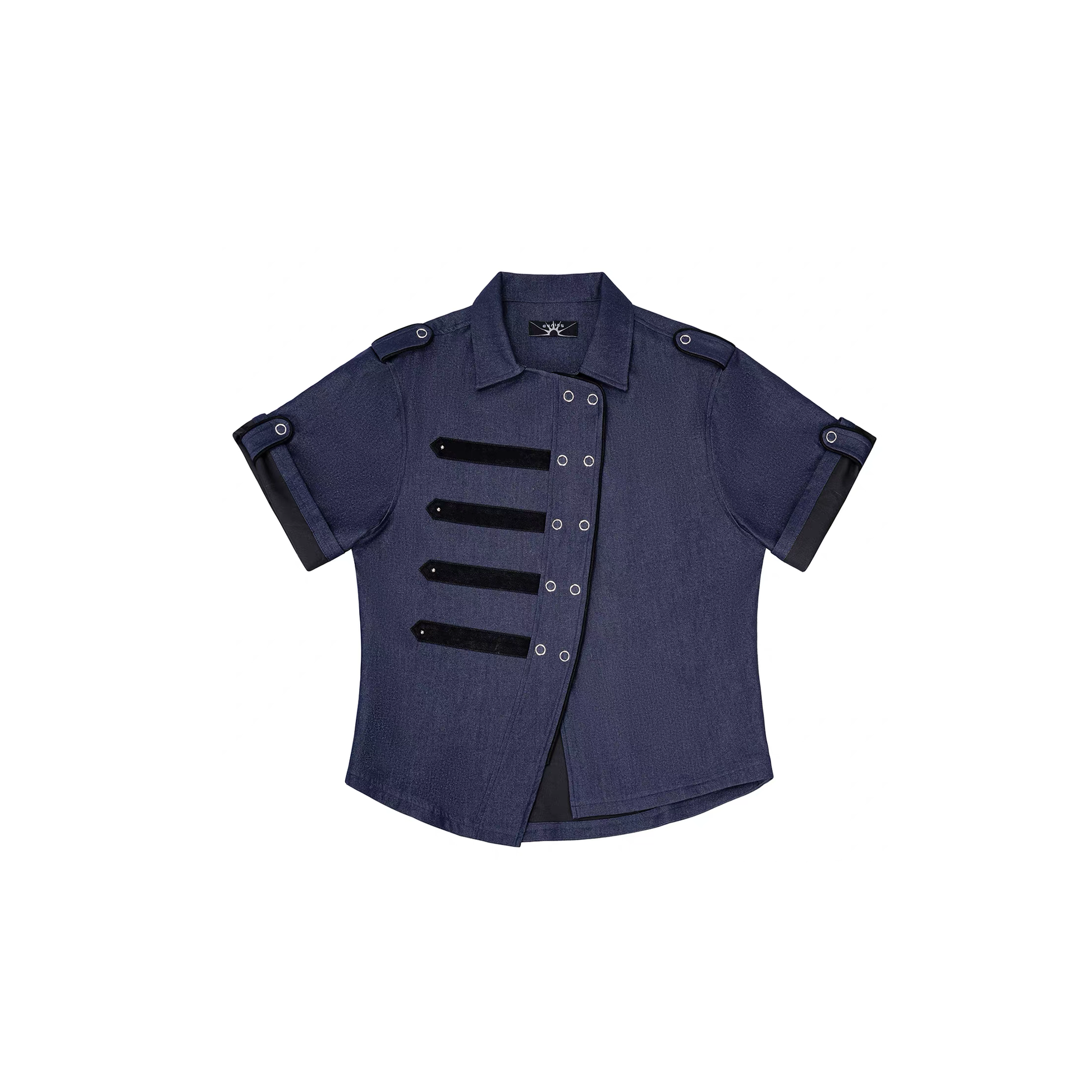 ESAIAS Asymmetrical Rivet-Strap Half Shirt-Half shirt-S-Free Shipping Leatheretro