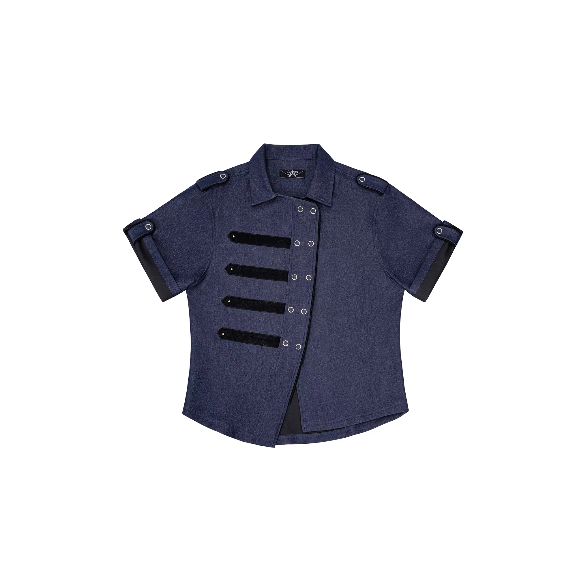 ESAIAS Asymmetrical Rivet-Strap Half Shirt-Half shirt-S-Free Shipping Leatheretro