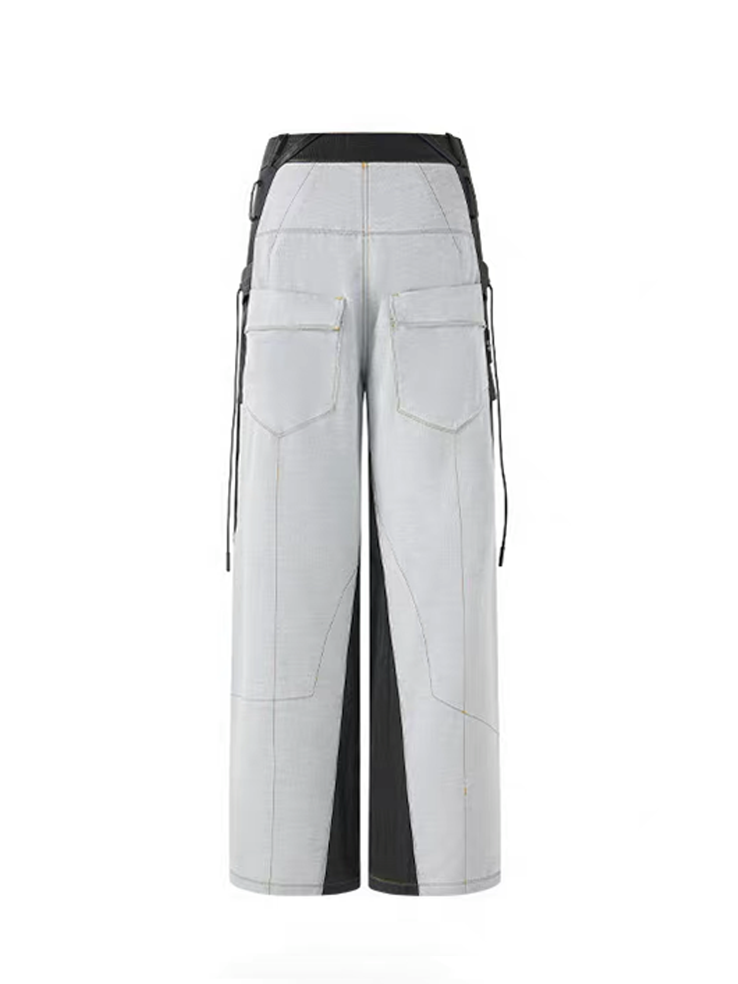 TIWILLTANG Contrast Stitch Paneled Wide-Leg Pants-Pants-S / 28-31”-Blue-Free Shipping Leatheretro