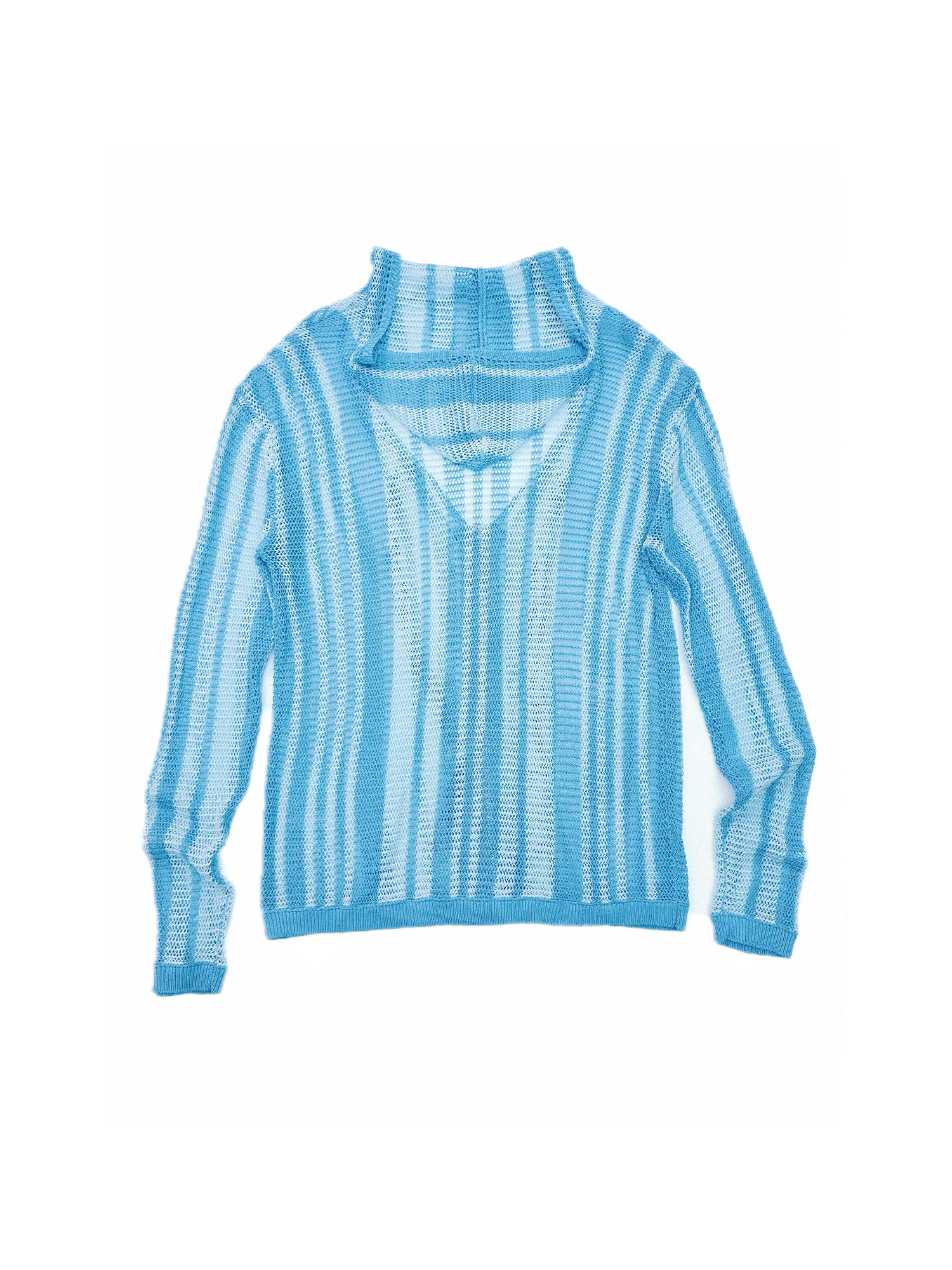 KADAKADA Striped Open-Knit Deep V Hooded Sweater-Sweater-M (Preorder)-Free Shipping Leatheretro