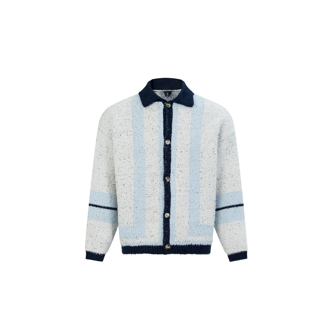 OVDY Retro Contrast Stripe Collar Knit Cardigan-Jacket-S-White-Free Shipping Leatheretro