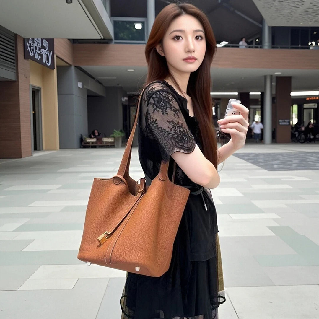 Women's Genuine Leather Luxury Shoulder Bag - Lightweight Large Capacity Bags-Shoulder Bag-Green-Free Shipping Leatheretro