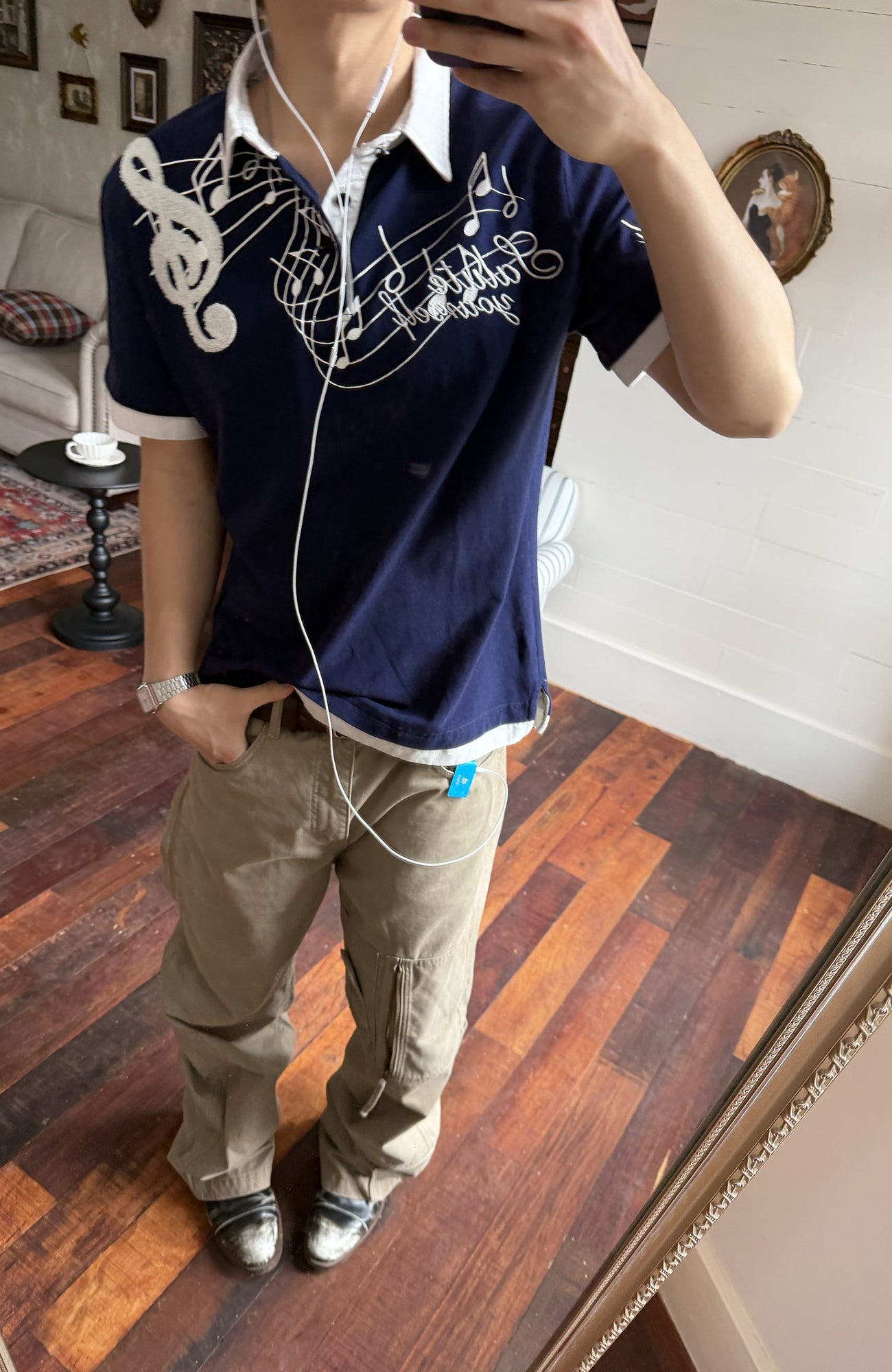 TRECLUB Music Note Embroidered Polo T-Shirt-T Shirt-S (preorder)-Free Shipping Leatheretro