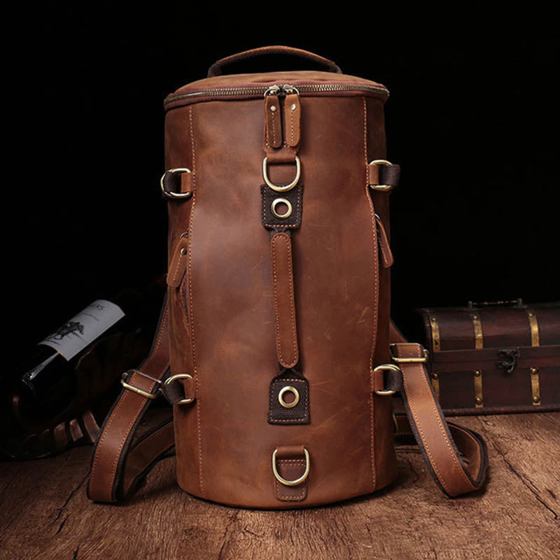 Premium Leather Bucket Backpack-Backpacks-Dark Brown-Free Shipping Leatheretro