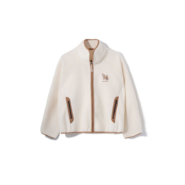 UMAMIISM Contrast Trim Fleece Jacket-Jacket-XS-Beige-Free Shipping Leatheretro