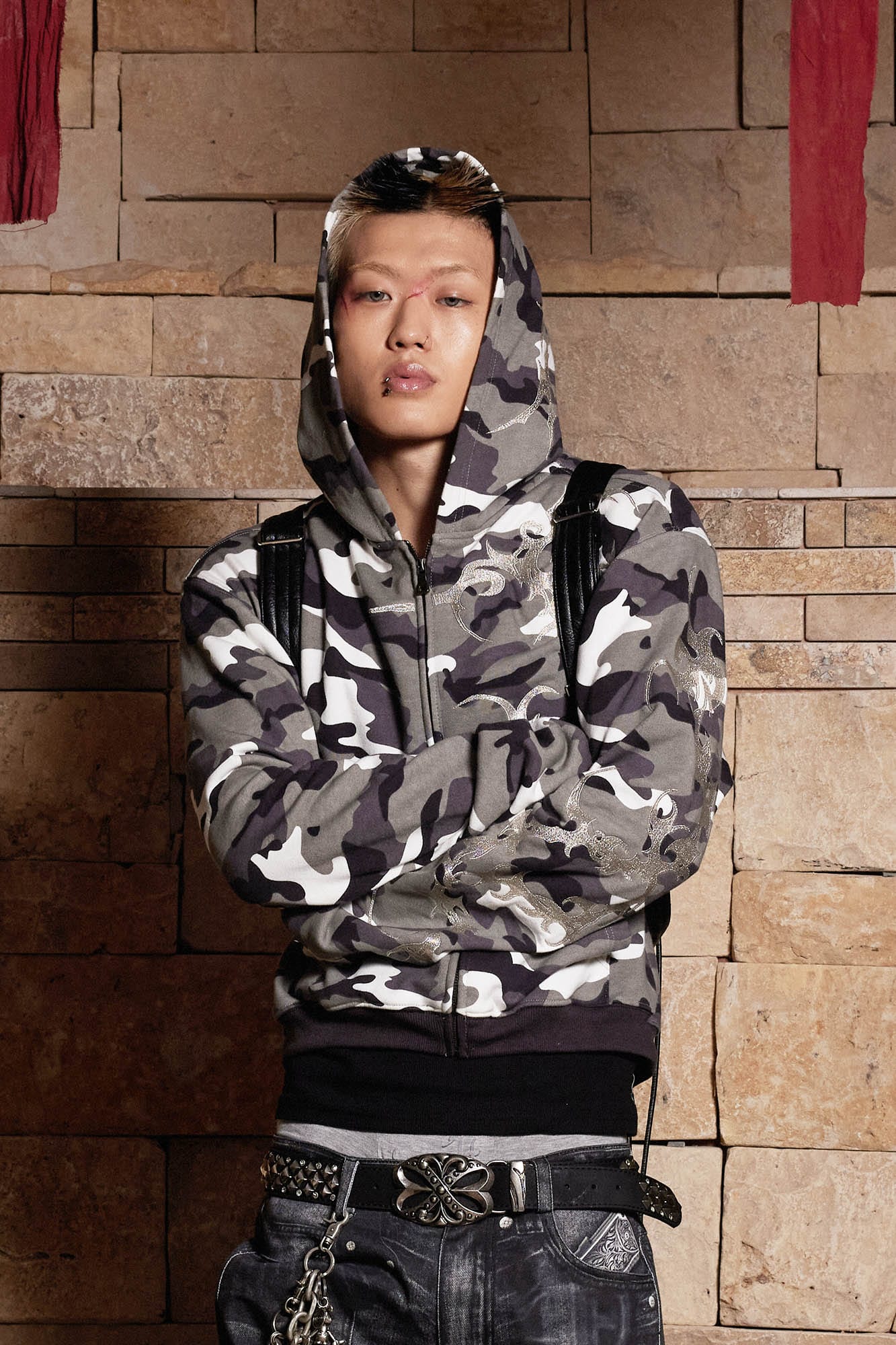DND4DES Camo Zip-up Embroidery Hoodie-Hoodie-S-Free Shipping Leatheretro