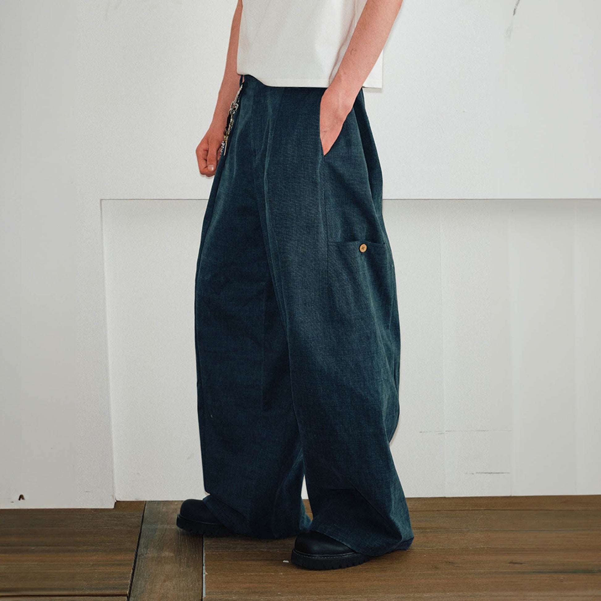 KREATE Pleated Multi-Pocket Baggy Pants-Pants-S-Grey-Free Shipping Leatheretro