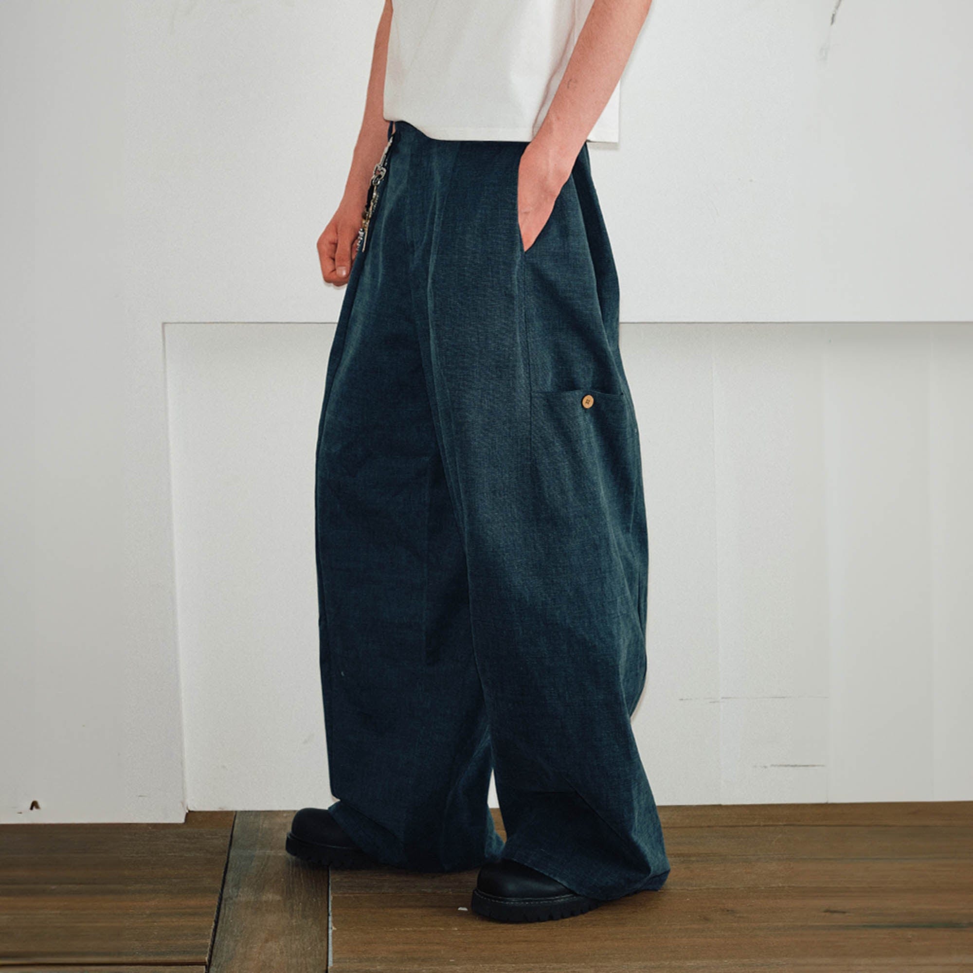 KREATE Pleated Multi-Pocket Baggy Pants-Pants-S-Grey-Free Shipping Leatheretro