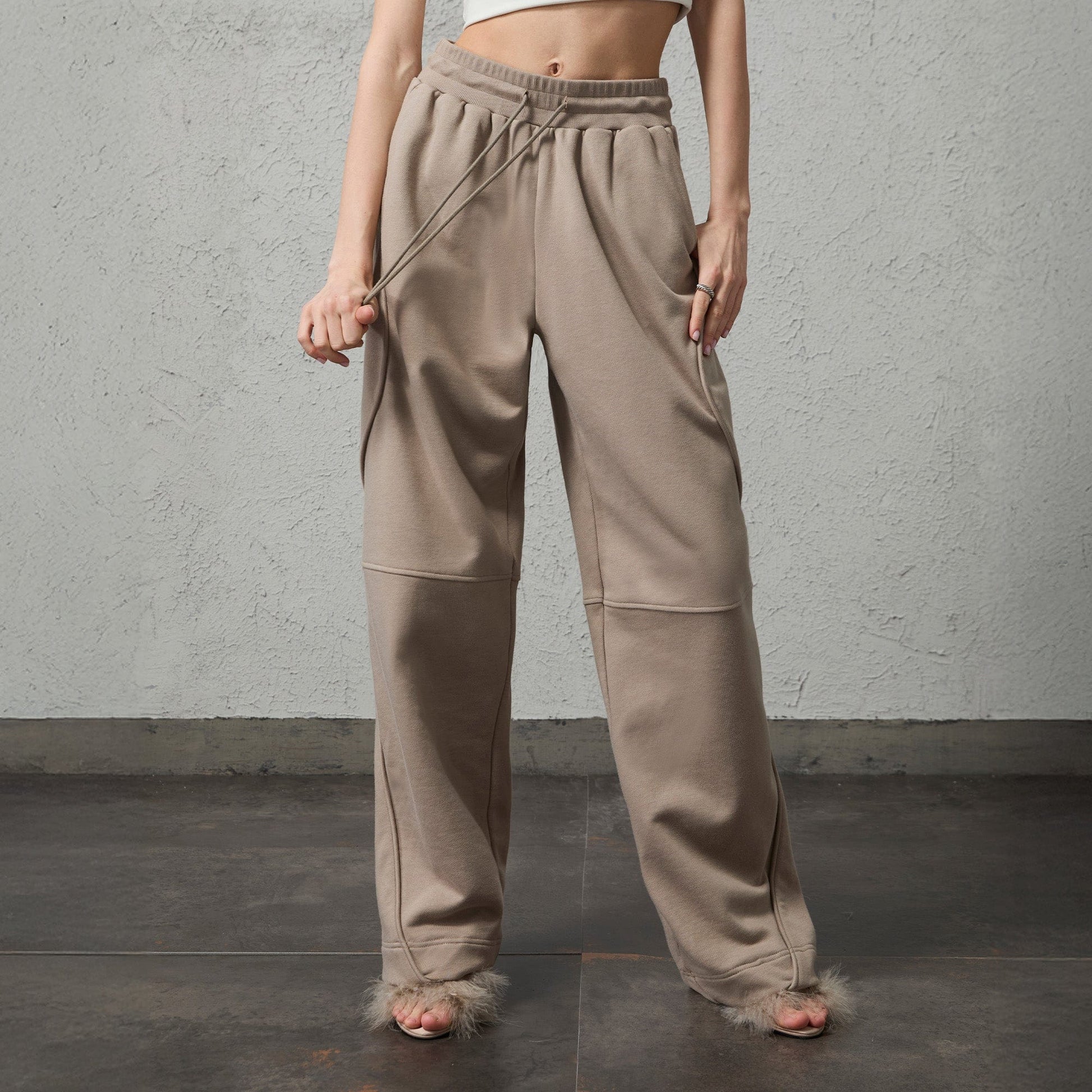 ORGANIC EMOTION Structured Panelled Oversized Sweatpants-Pants-Dark Blue-S-Free Shipping Leatheretro