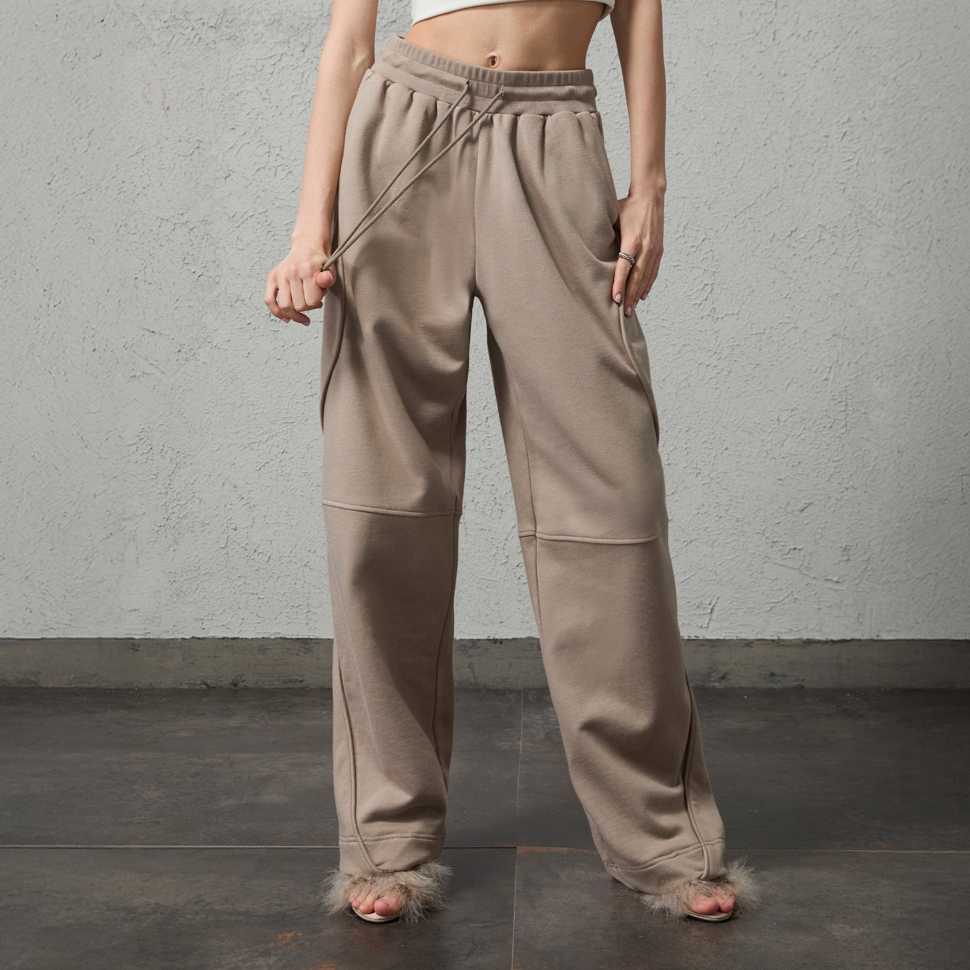 ORGANIC EMOTION Structured Panelled Oversized Sweatpants-Pants-Dark Blue-S-Free Shipping Leatheretro
