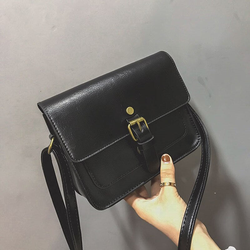 Vintage Women Flap Fashion Casual Leather Shoulder Bags Lady Crossbody Messenger Bag-Handbags-Black-Free Shipping Leatheretro